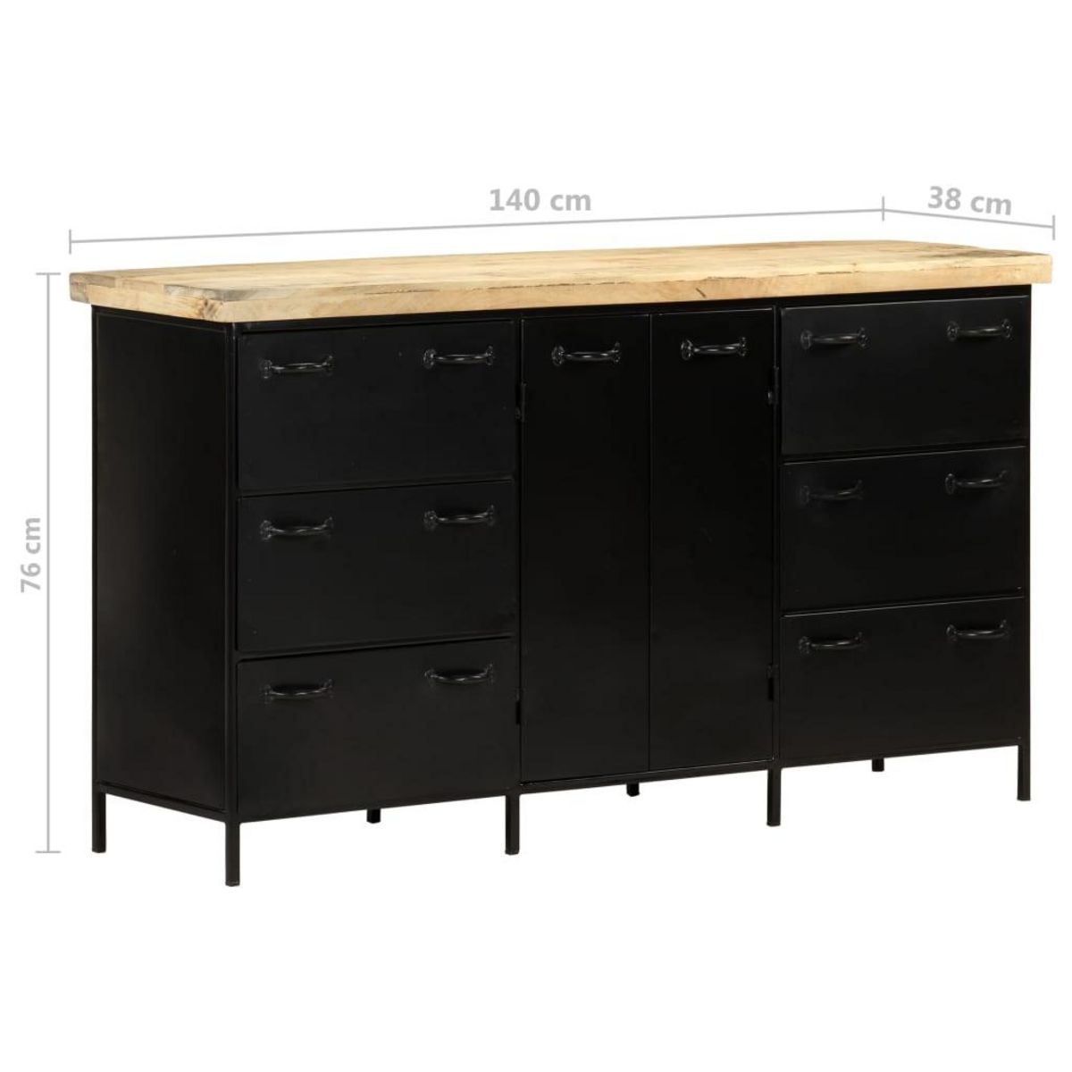 VIDAXL Buffet 140x38x76 cm Bois de manguier brut
