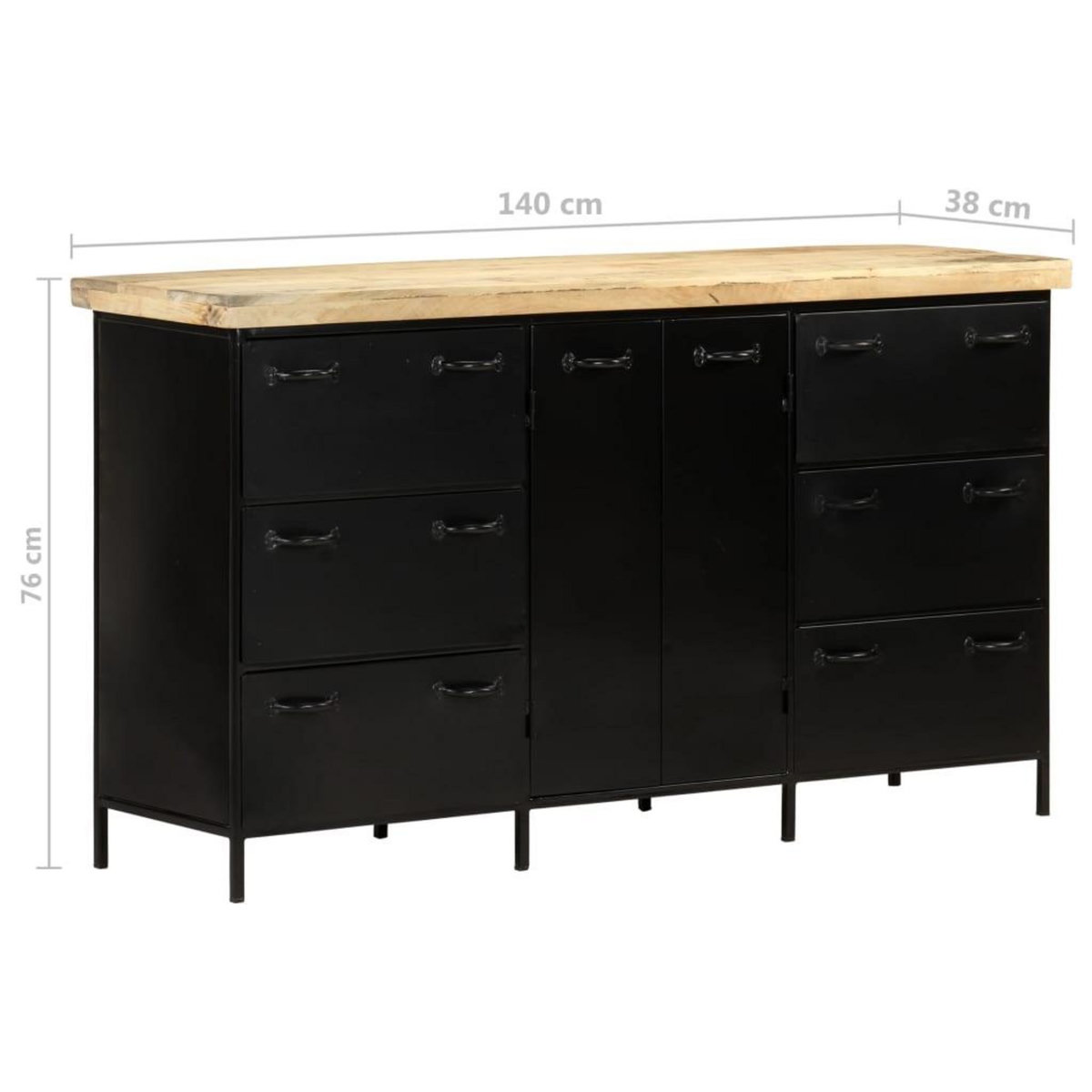 VIDAXL Buffet 140x38x76 cm Bois de manguier brut