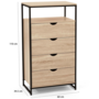 Voir la diapositive 5 : ID MARKET Chiffonnier 4 tiroirs DETROIT 60 cm commode design industriel avec étagère