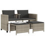 Voir la diapositive 4 : VIDAXL Canape de jardin 2 places avec table tabourets gris clair rotin
