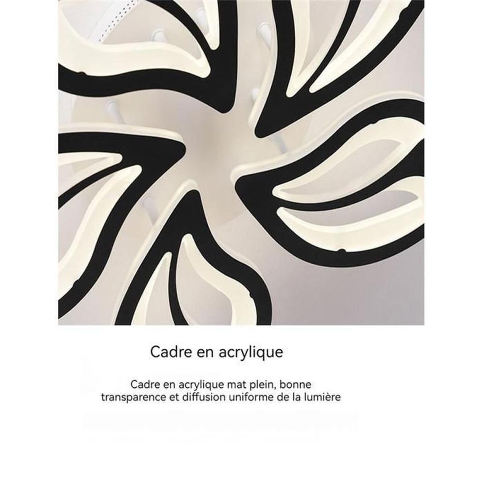 Voir la diapositive 3 : Lampe plafond LED à encastrer design floral ultra-plat 60 cm, diffuseur acrylique blanc laiteux, dimmable avec télécommande