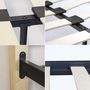 Voir la diapositive 4 : HomeStyle4U Design metal lit double 140 x 200 cadre de lit lattes bois neuf noir brun