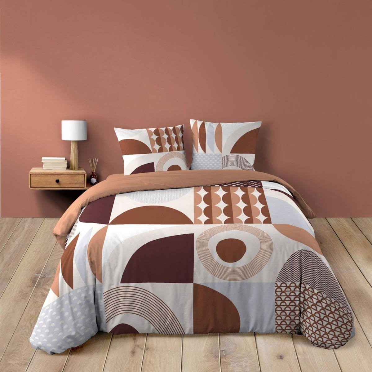 Paris Prix Parure de Lit 3 Pièces  Gemma  240x220cm Terracotta