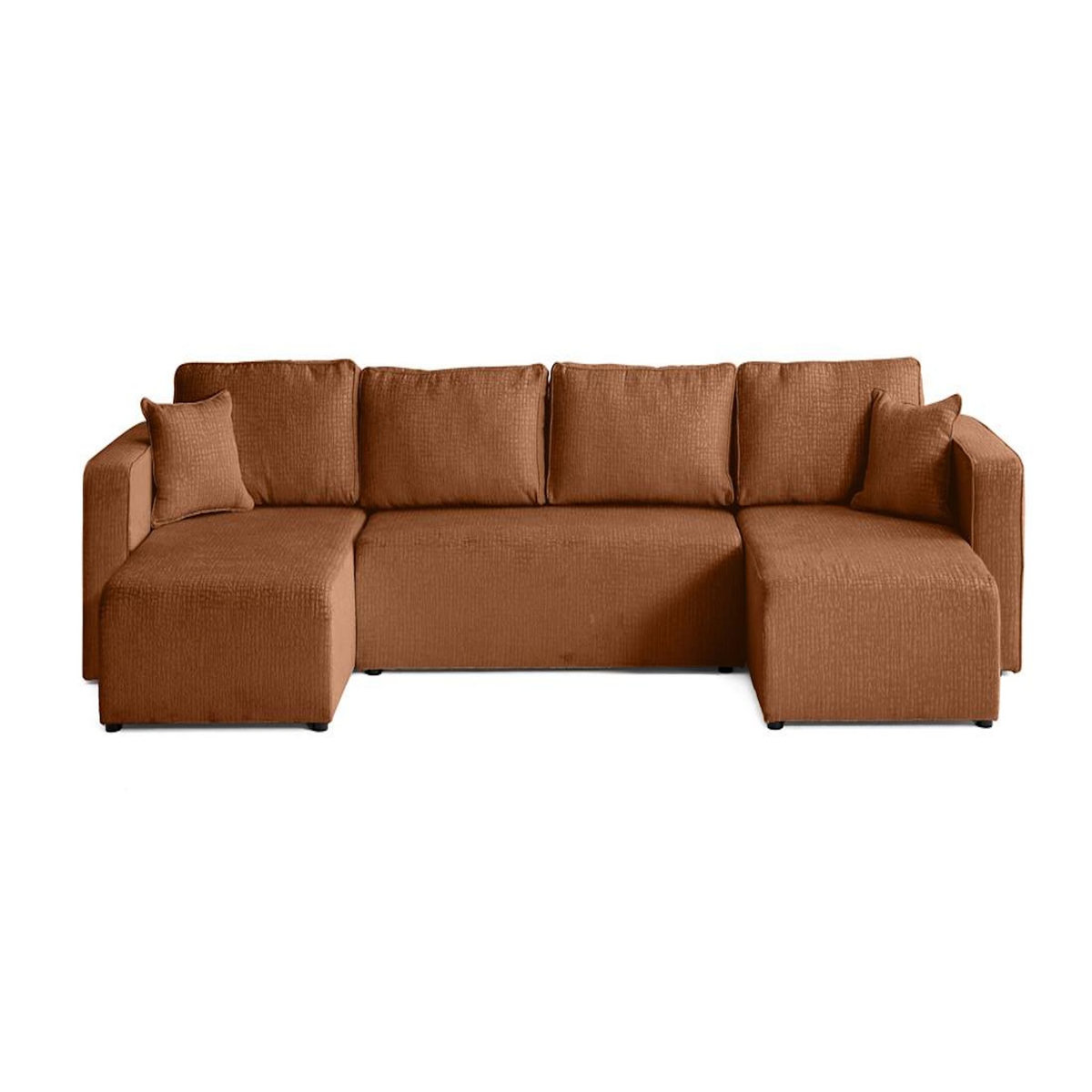 BEST MOBILIER Topaze - canapé panoramique en u - 7 places - convertible avec coffre - en tissu velours relief