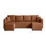 Voir la diapositive 1 : BEST MOBILIER Topaze - canapé panoramique en u - 7 places - convertible avec coffre - en tissu velours relief