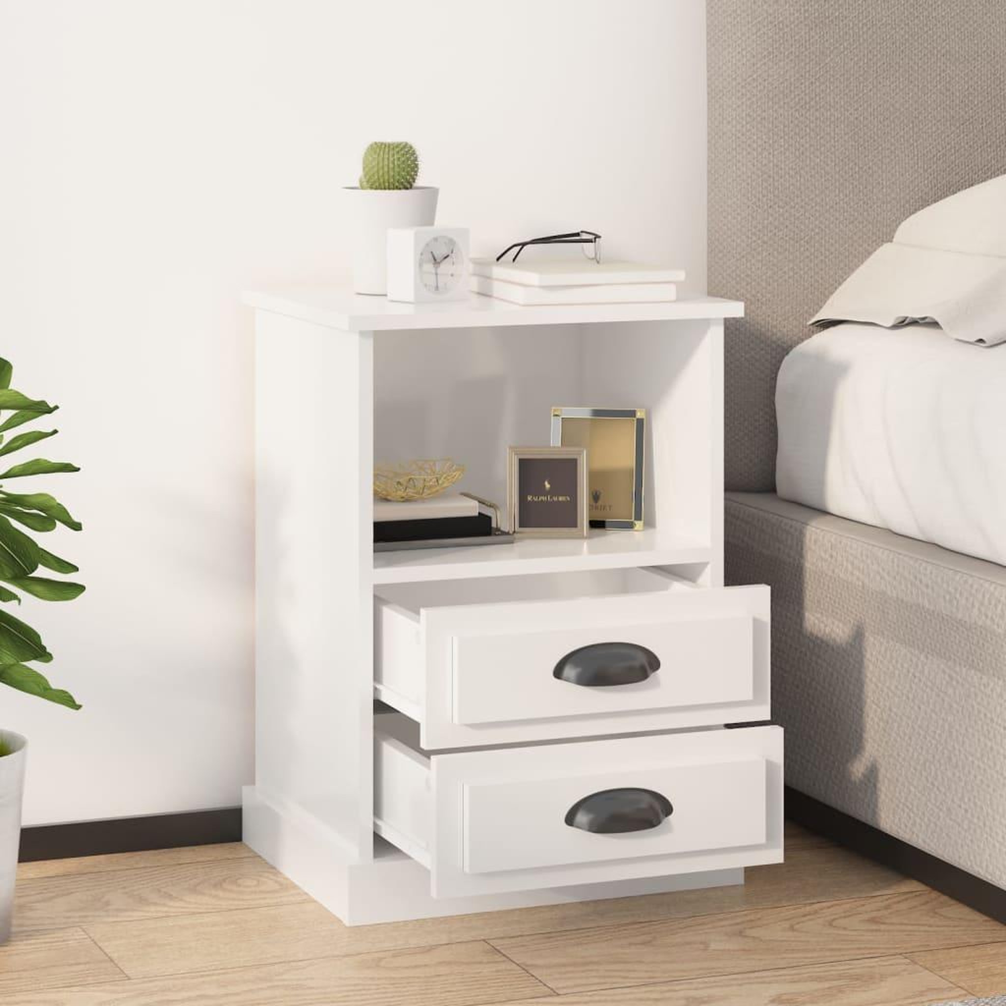 Voir la diapositive 3 : VIDAXL Table de chevet blanc brillant 43x36x60 cm