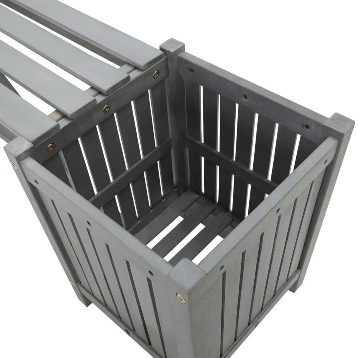 VIDAXL Banc de jardin avec 2 jardinieres 150 cm bois d'acacia gris