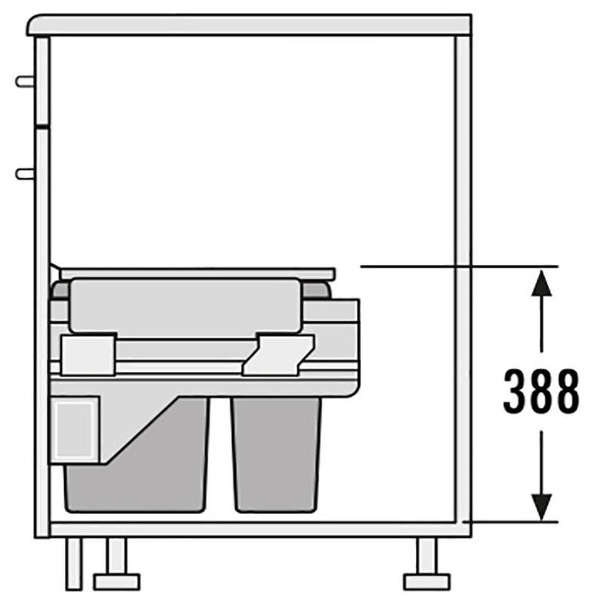 Voir la diapositive 3 : HAILO Poubelle de cuisine tri sélectif 2 bacs encastrable 25l (15+10) hailo as cargo