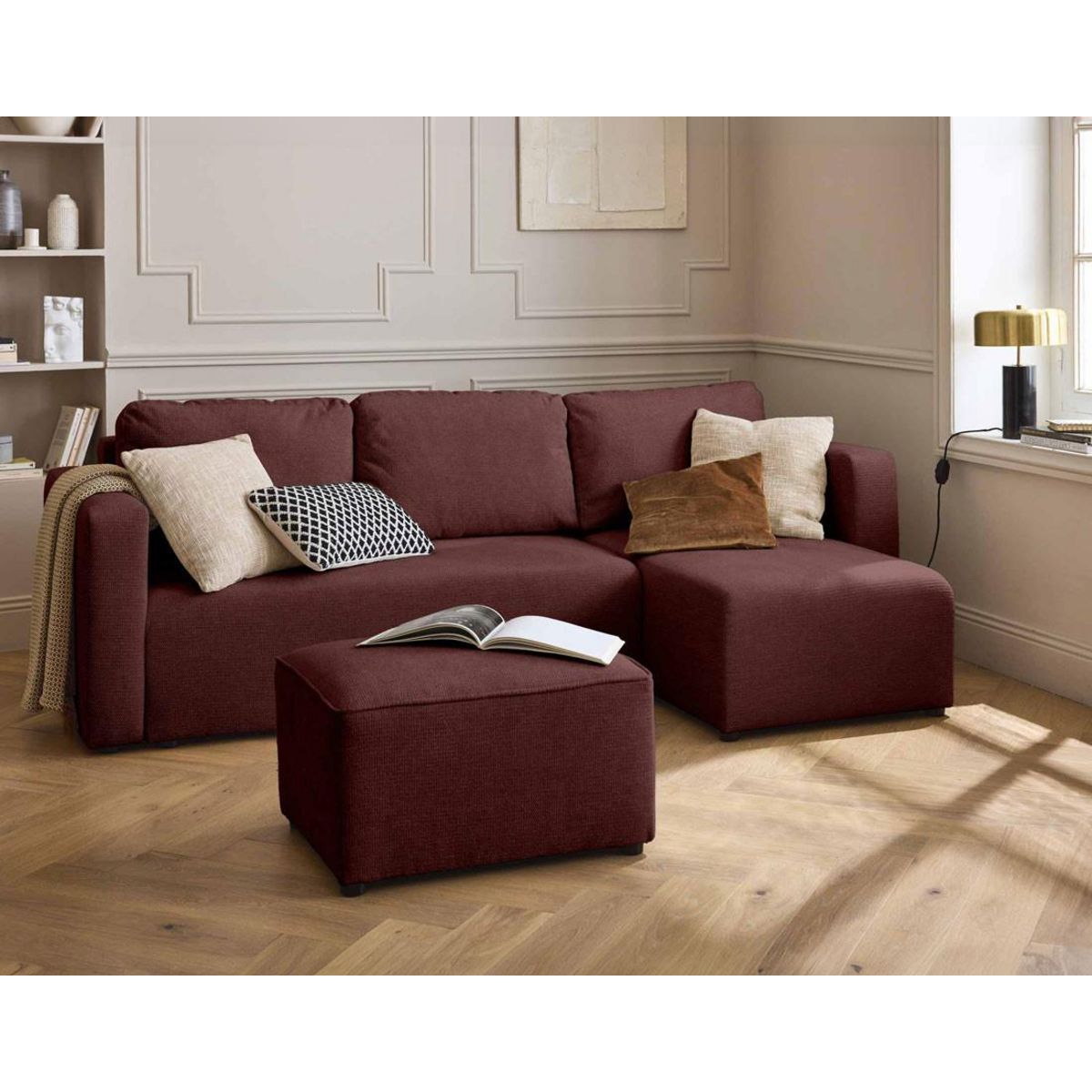 BEST MOBILIER Canopy - pouf - en tissu texturé