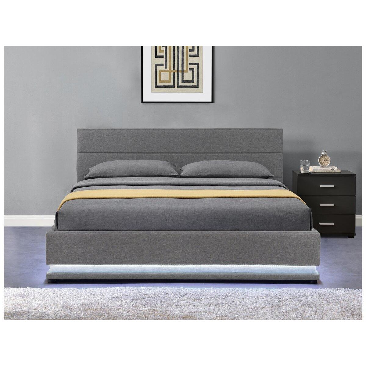 Habitat et Jardin Lit LED avec coffre  Anastasia  - 180 x 200 - Gris foncé