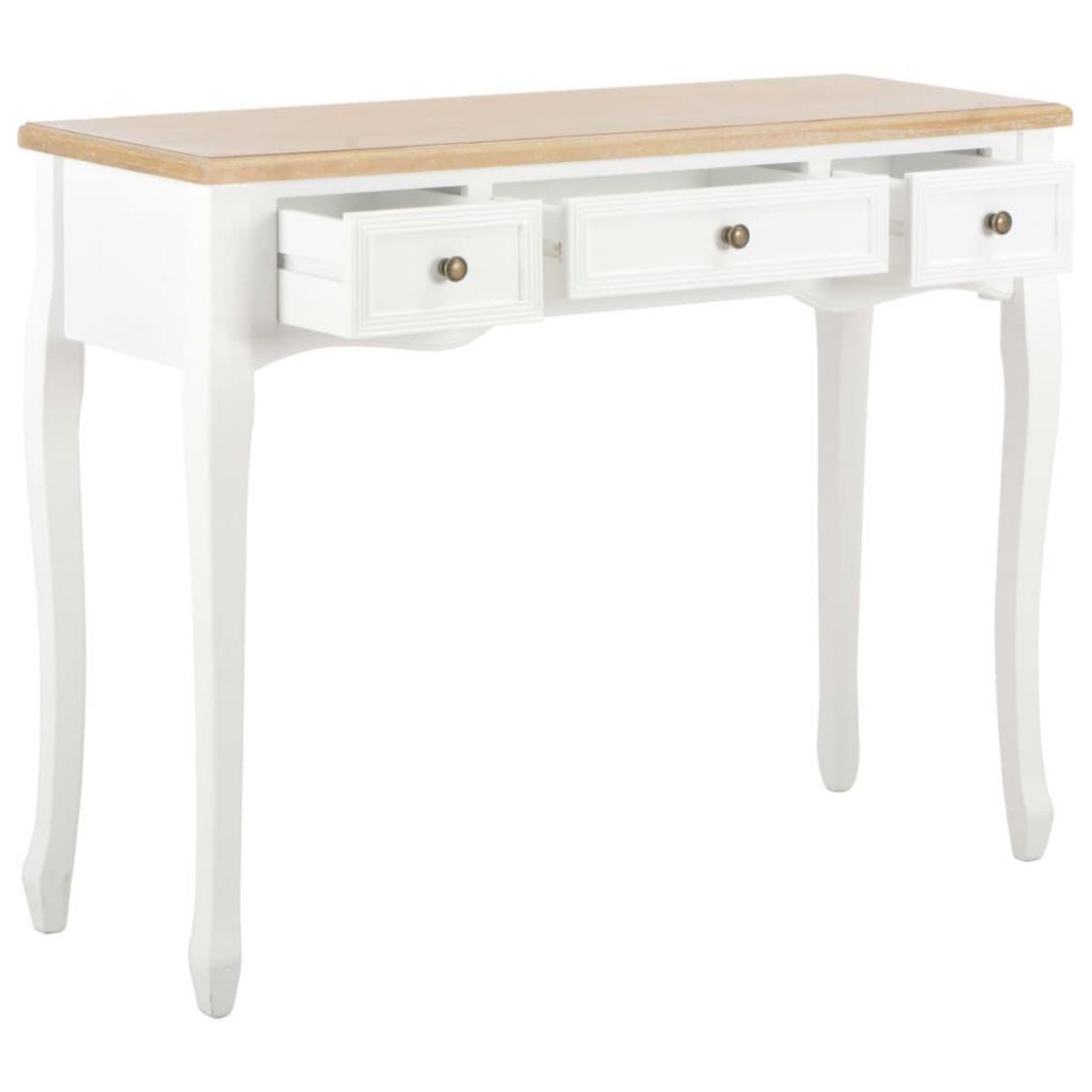 VIDAXL Table de console et coiffeuse avec 3 tiroirs Blanc