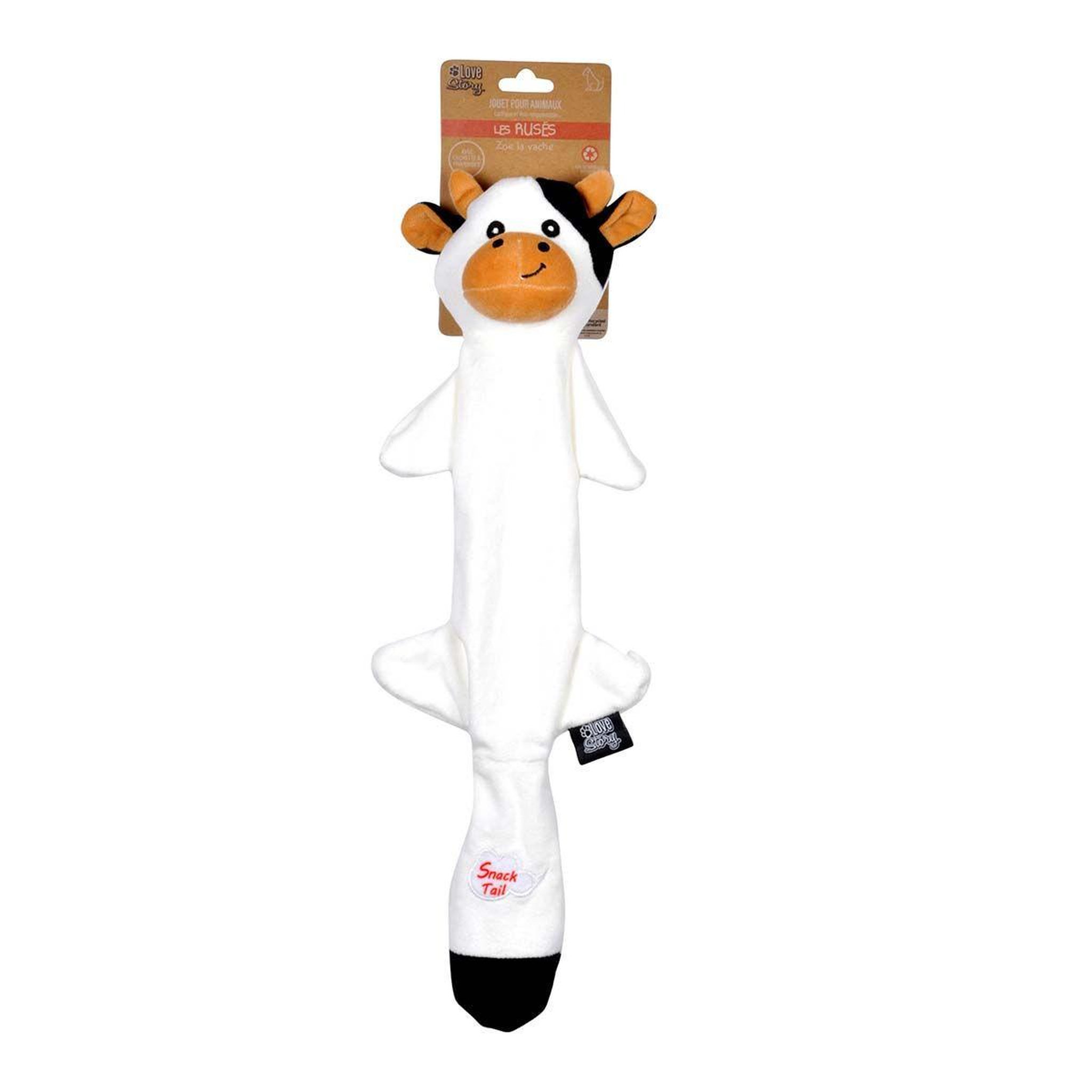 Voir la diapositive 2 : LOVE STORY Peluche pour chien  vache  45cm noir & blanc