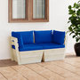 Voir la diapositive 1 : VIDAXL Canape palette a 2 places de jardin avec coussins Bois d'epicea