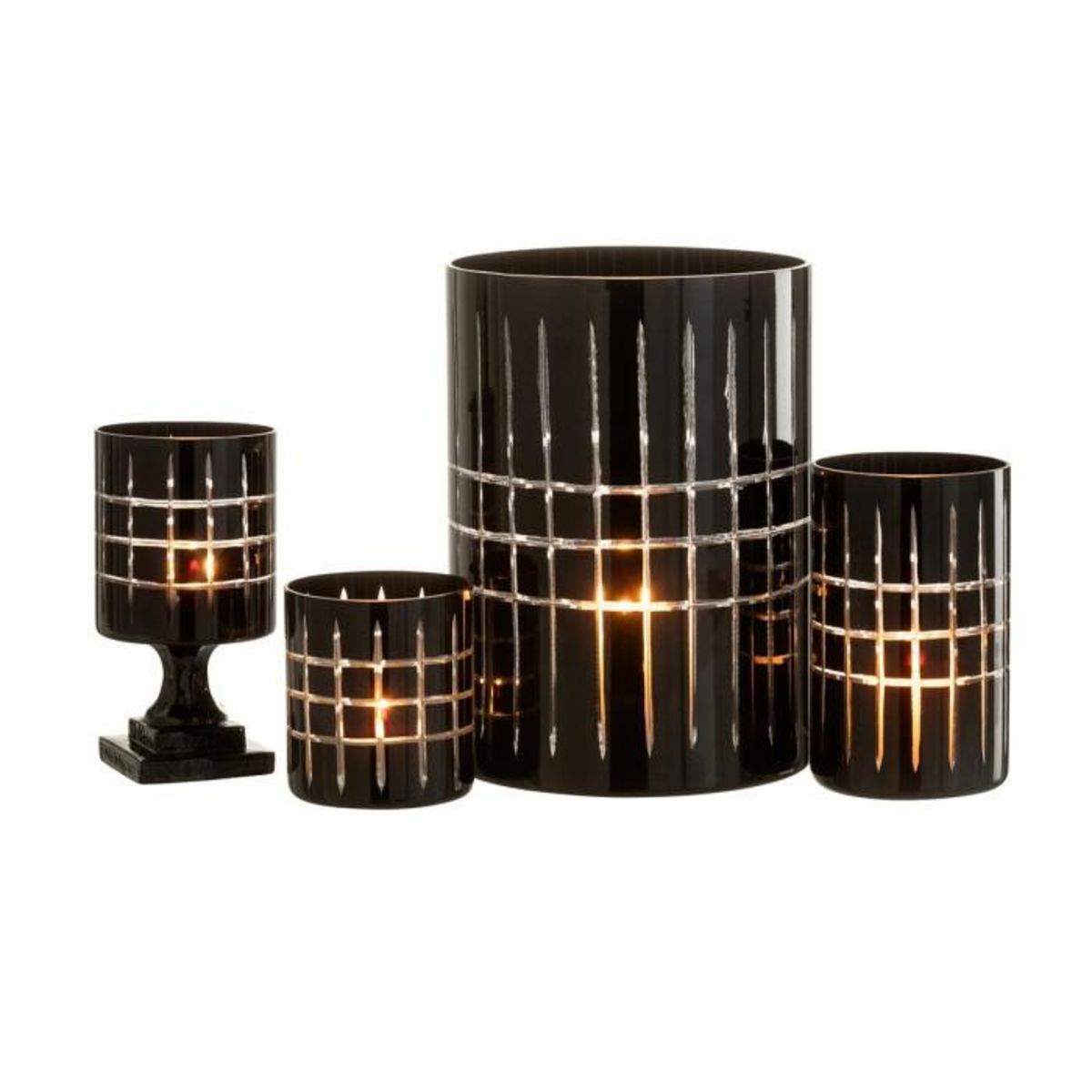 Paris Prix Photophore Design sur Pied  Carreaux  18cm Noir