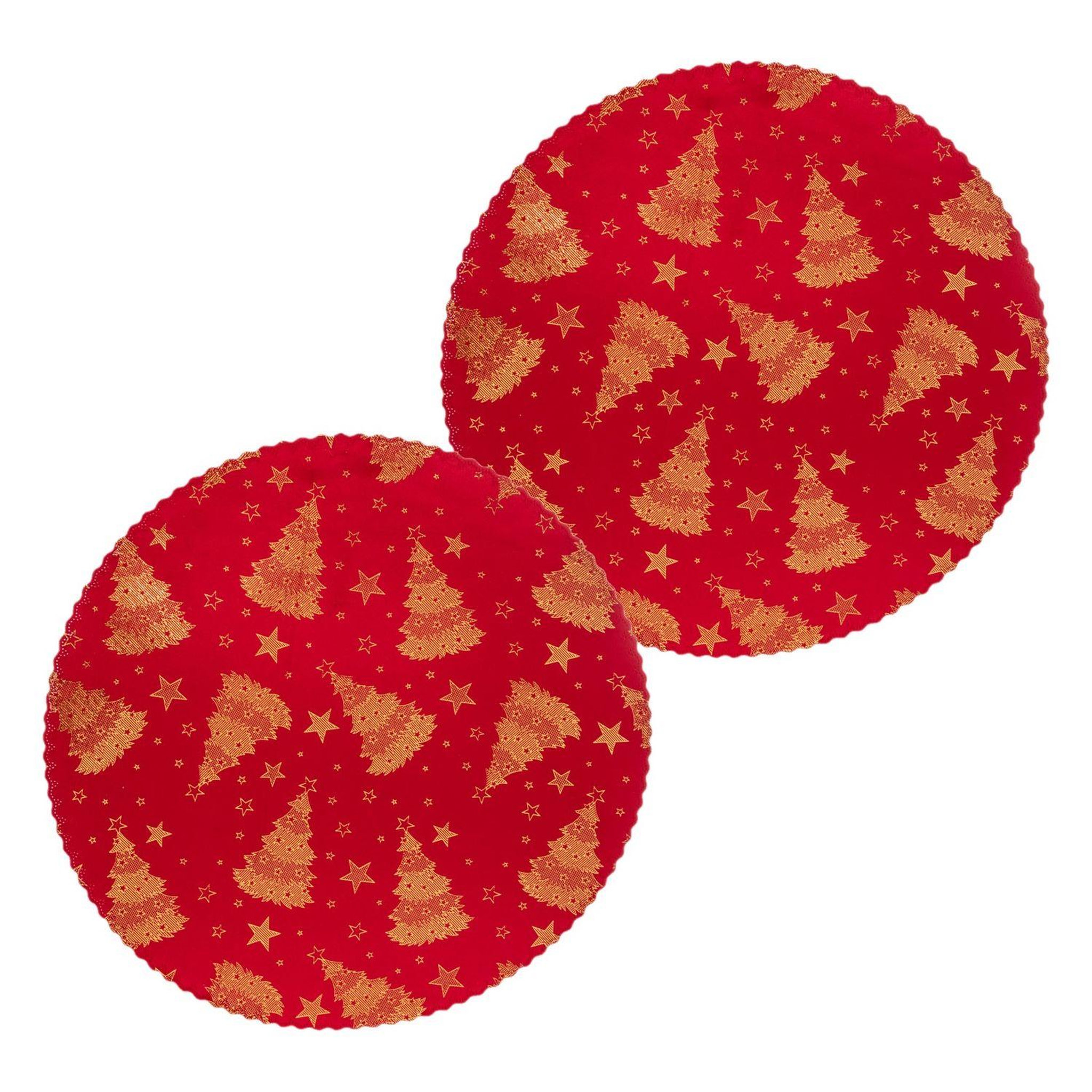 FEERIC LIGHT & CHRISTMAS Lot de 2 sets de table en velours SAPIN. Coloris disponibles : Rouge, Jaune