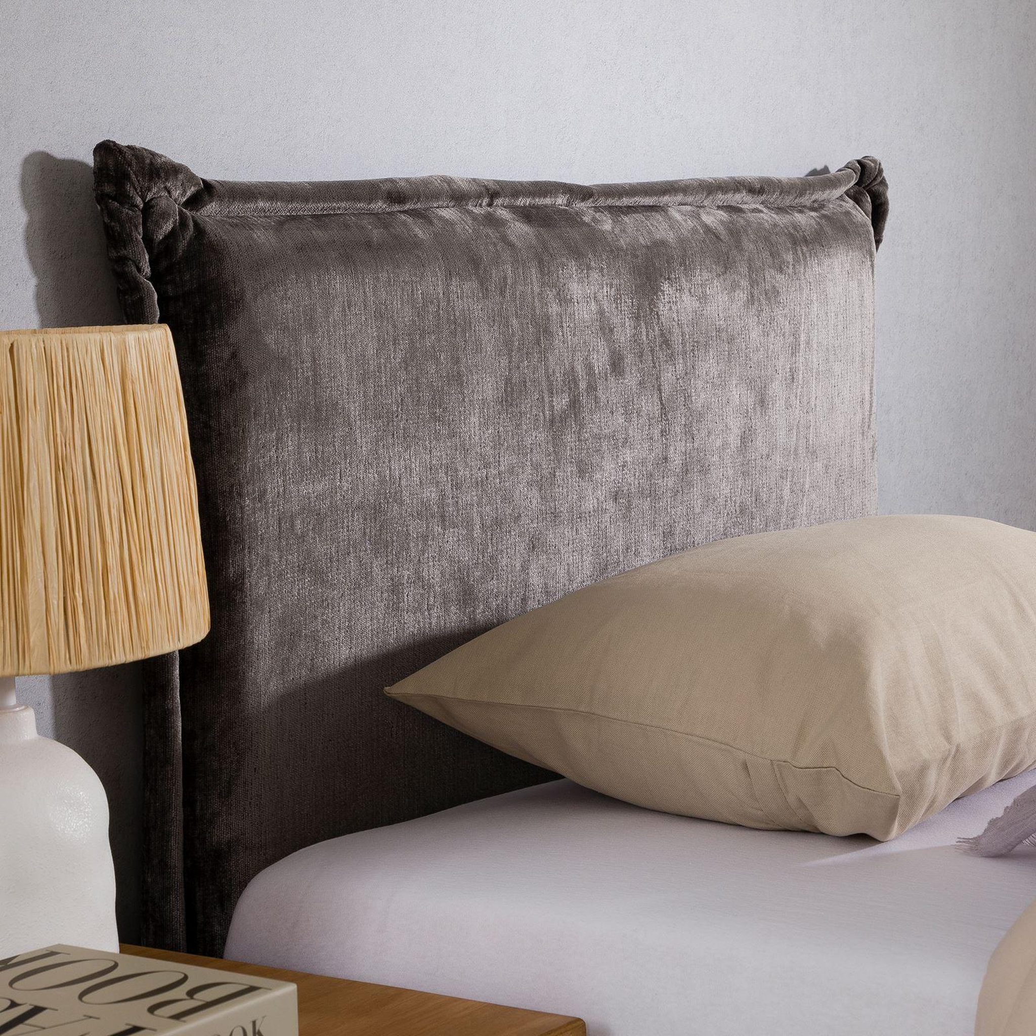 Voir la diapositive 5 : IDIMEX Tête de lit DELMO 90 sur pieds, en tissu