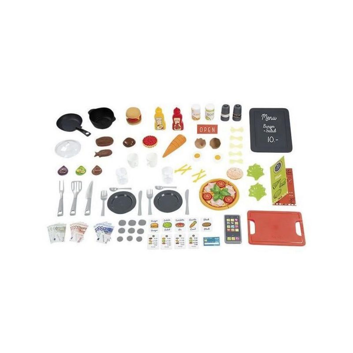 SMOBY Smoby - Cuisine Restaurant Chef - Dînette 3 espaces de jeux - 70 accesoires inclus - L76xH24xP82 - Des 3 ans