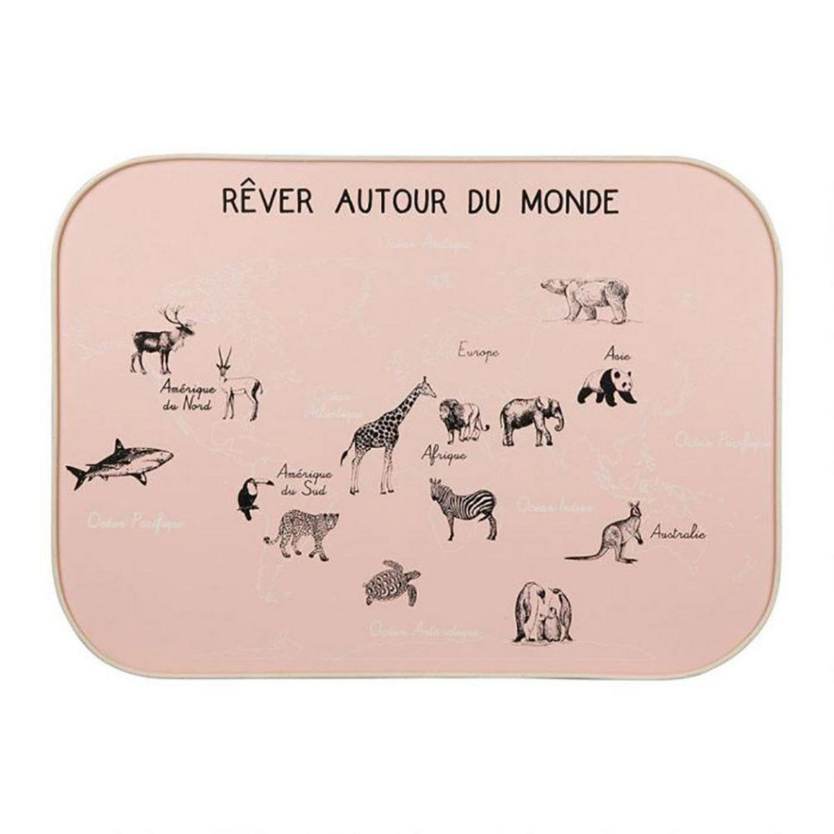 OSTARIA Décoration murale carte du monde rose 70x50 cm