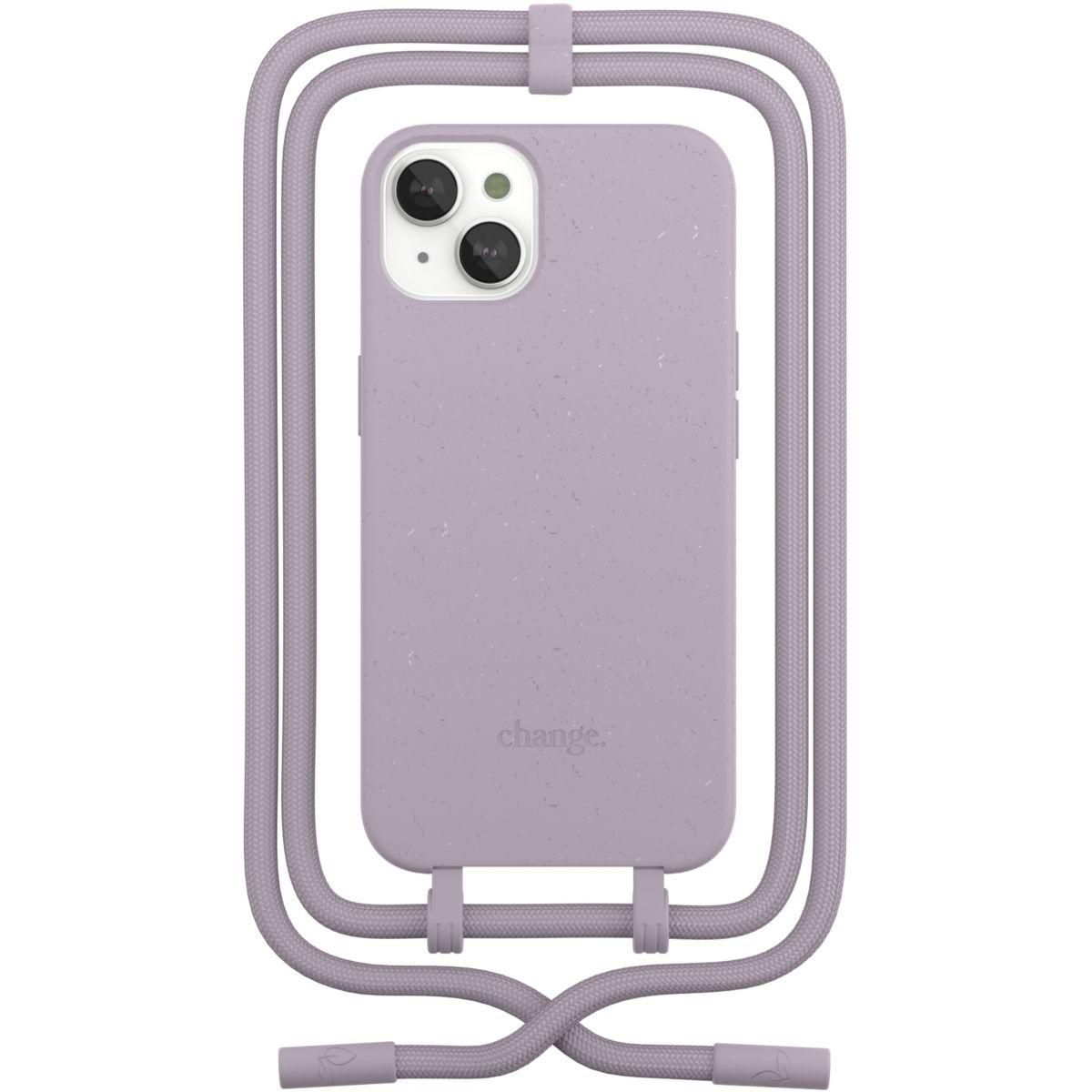 WOODCESSORIES Coque avec cordon iPhone 14 Plus Tour de cou lila