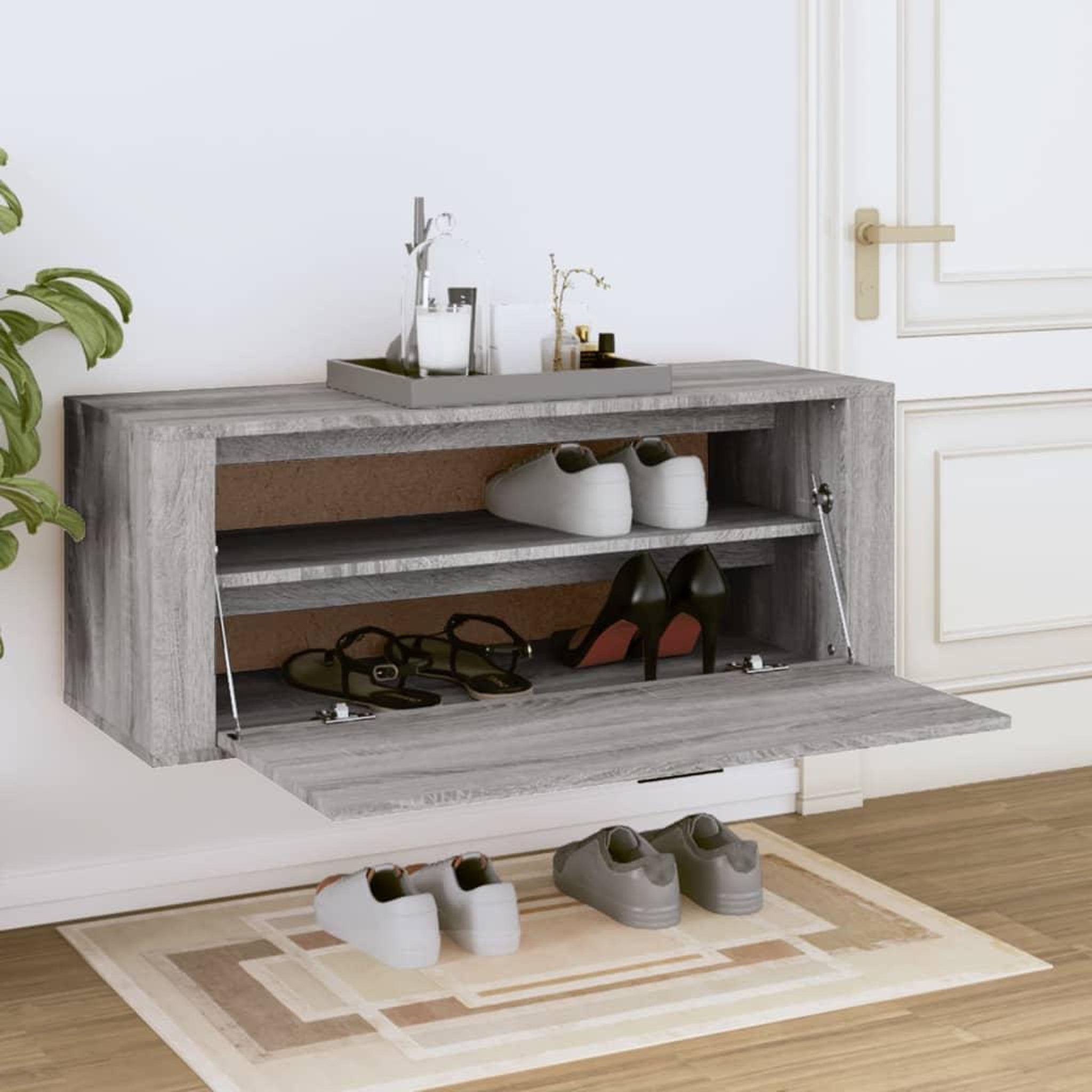Voir la diapositive 3 : VIDAXL Armoire a chaussures murale Sonoma gris 100x35x38 cm