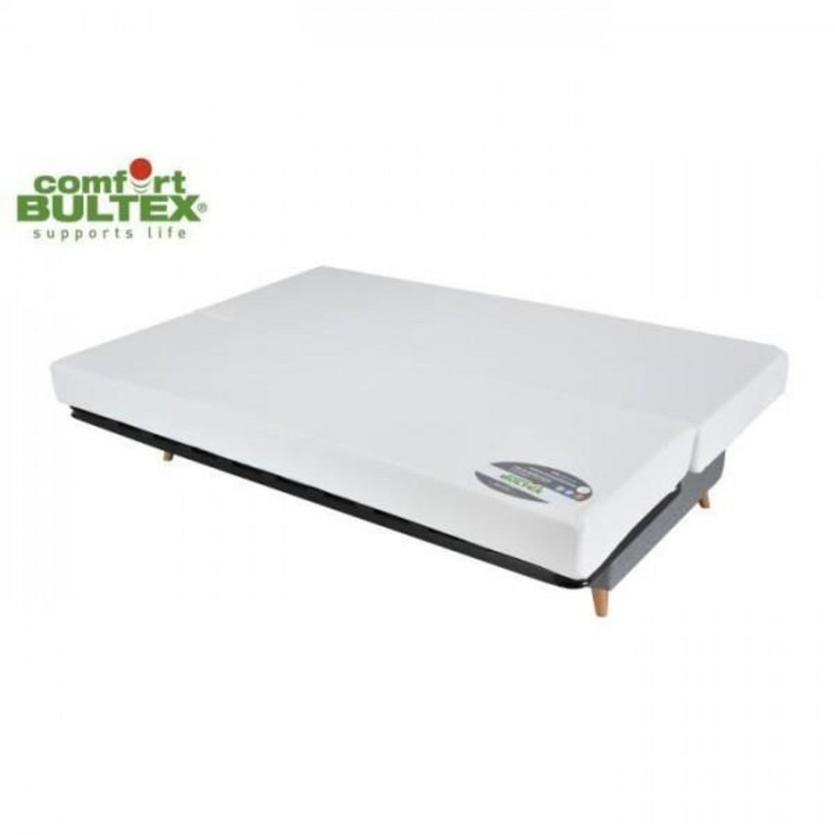 BULTEX COMFORT BULTEX Clic clac 3 places - Tissu gris - Made in France - L 192 x P 95 x H 101 - MONA