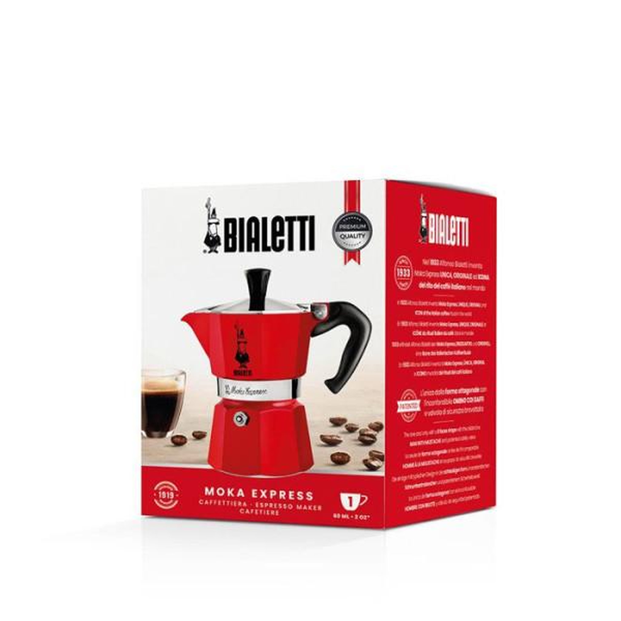 Voir la diapositive 5 : BIALETTI Cafetiere italienne - BIALETTI - La Mokina - Tous feux sauf induction - 1 tasse - 40 ml - Rouge