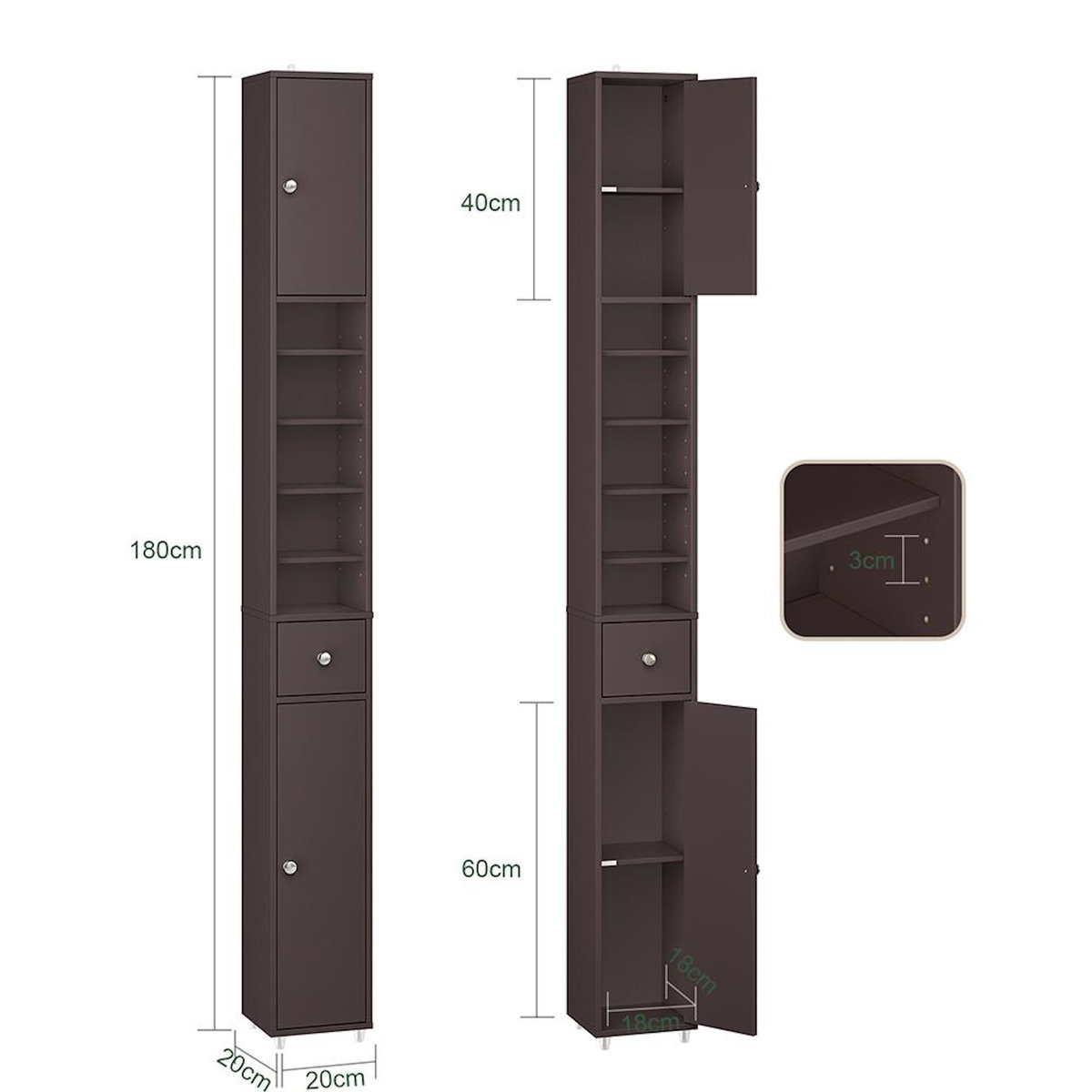 SOBUY SoBuy - Colonne De Salle De Bain à un tiroir - Fonctionnel - BZR34-II
