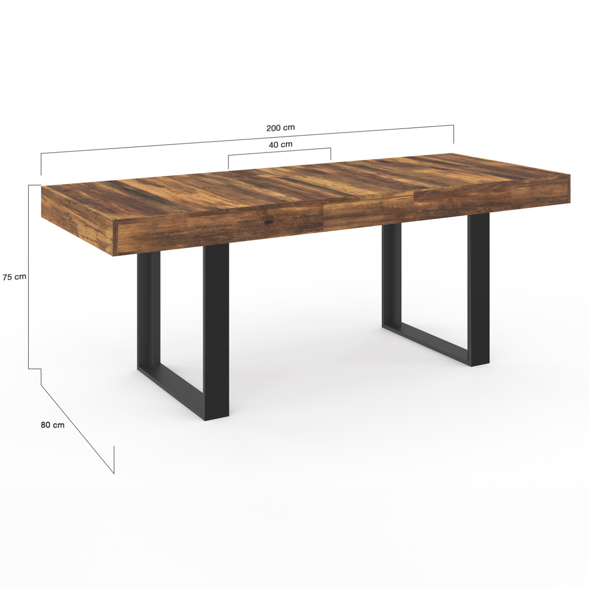 Voir la diapositive 5 : ID MARKET Table à manger extensible rectangle phoenix 4-8 personnes bois plateau hawkins 160-200 cm