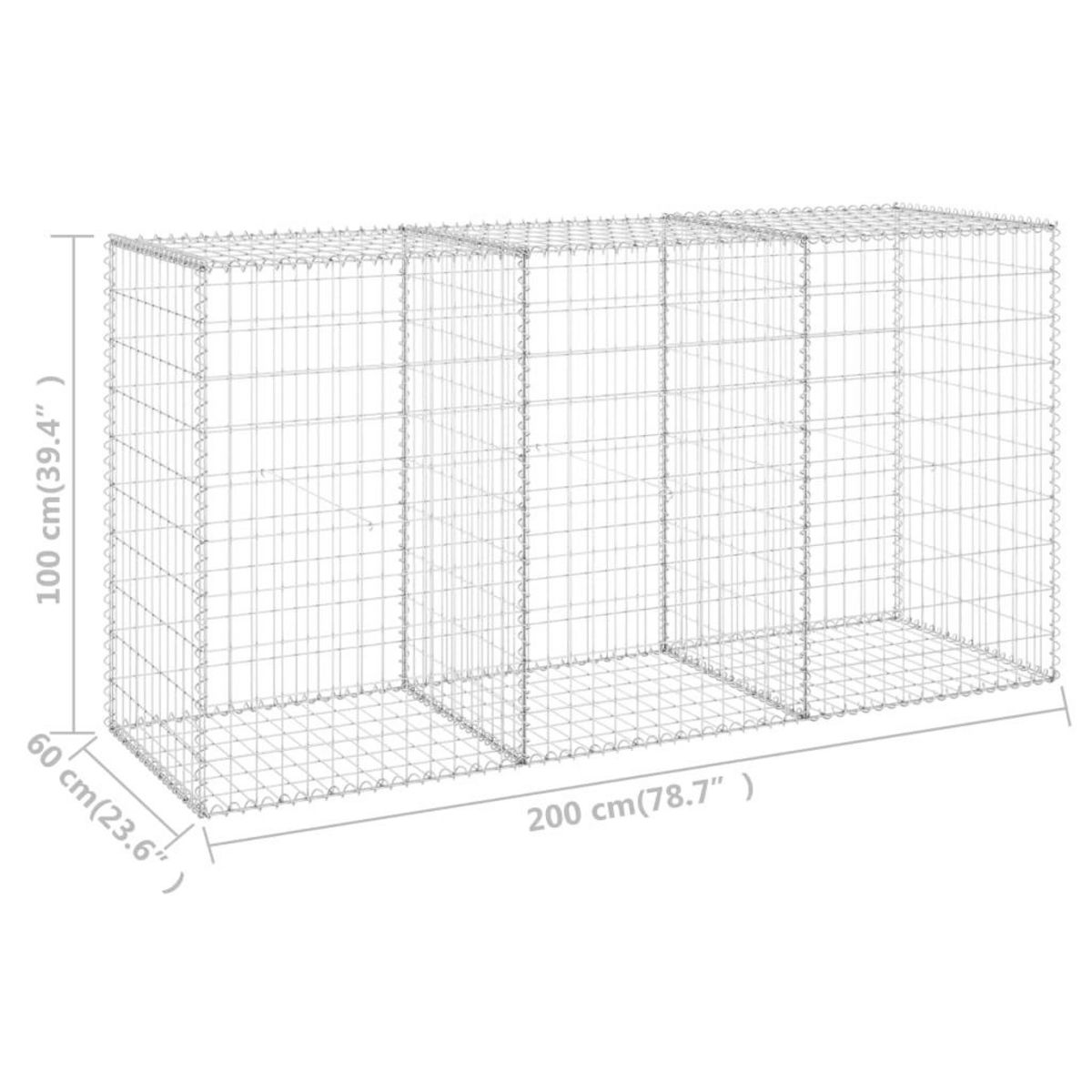 VIDAXL Mur en gabion avec couvercles Acier galvanise 200x60x100 cm