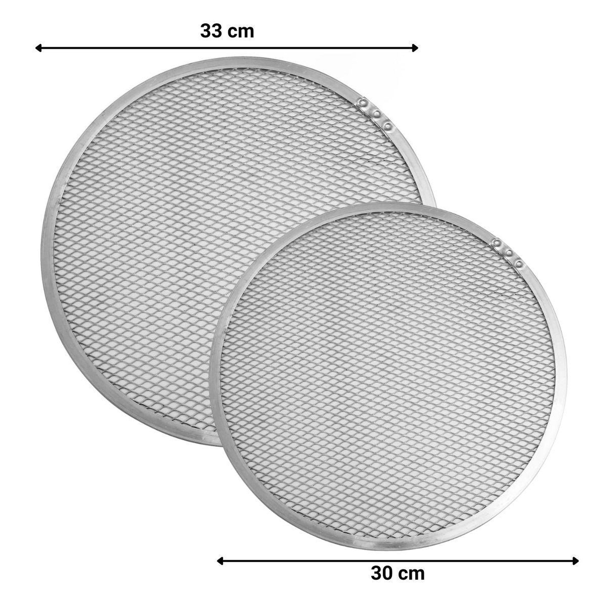 Voir la diapositive 3 : FM PROFESSIONAL 2 plaques à pizza perforées en alu pour cuisson au four 30 et 33 cm fm professional