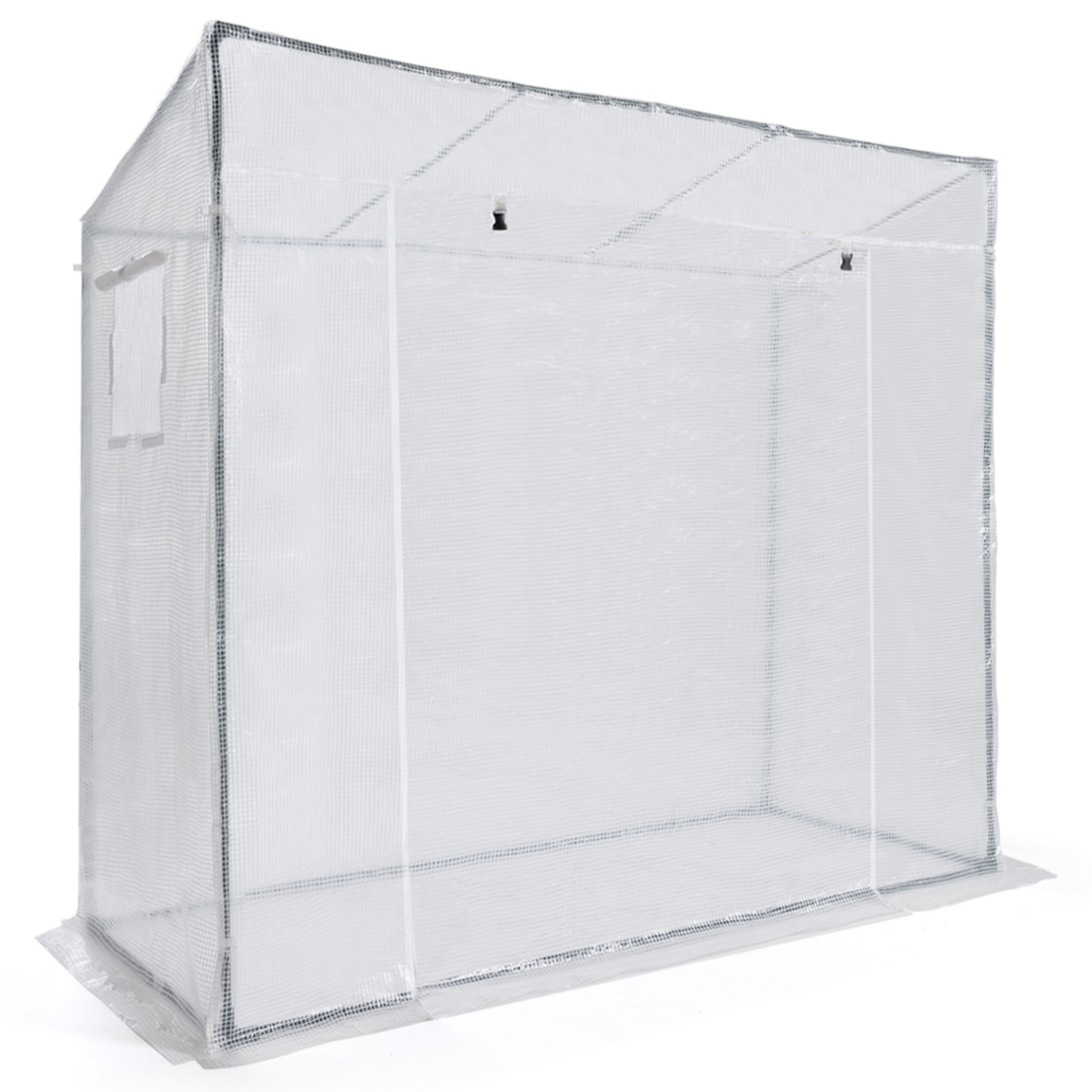 ID MARKET Serre de jardin blanche toutes saisons avec fenêtre et porte zippée