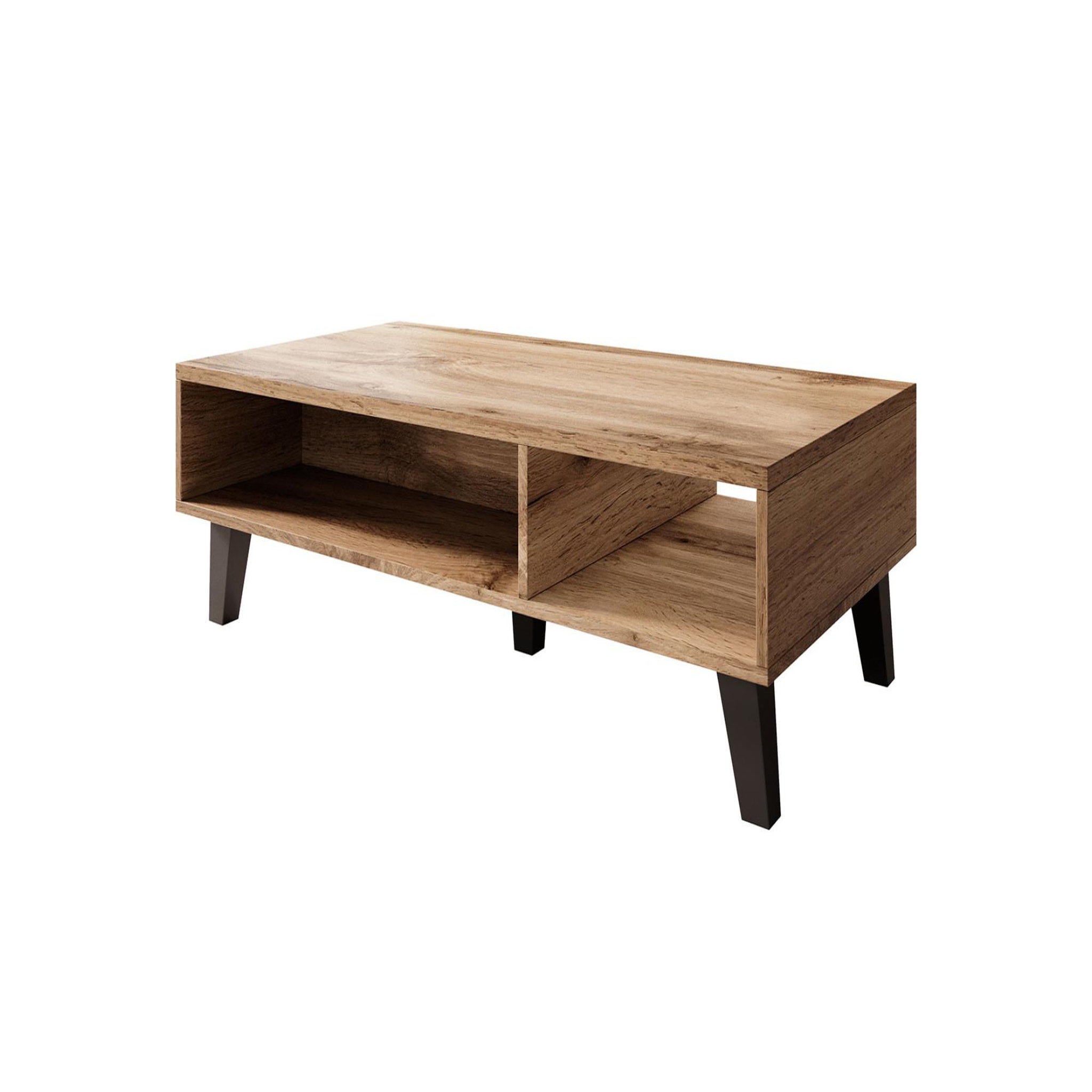 Voir la diapositive 1 : BEST MOBILIER Lord - table basse - effet bois et noir - 110 cm - style industriel