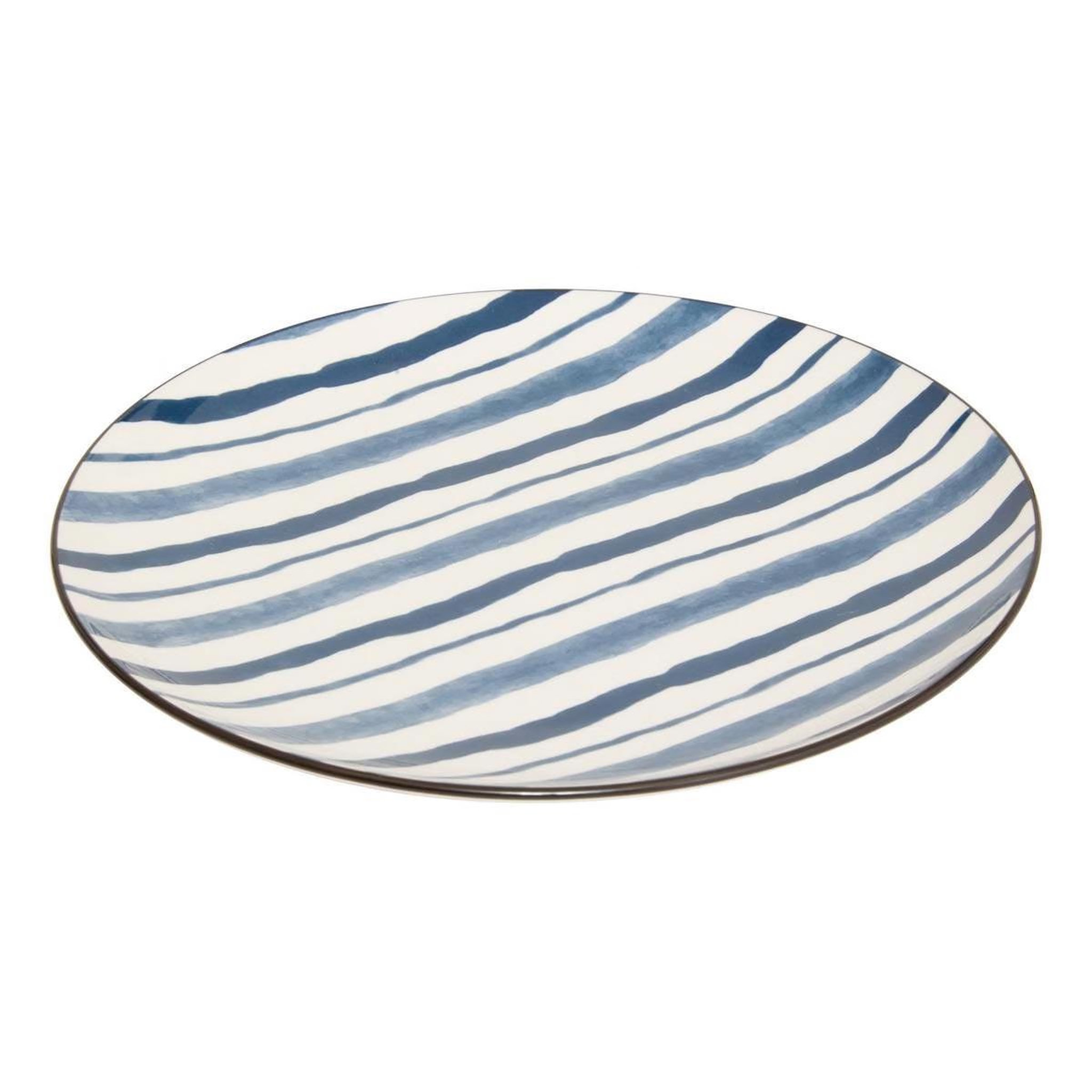 Voir la diapositive 2 : SECRET DE GOURMET Lot de 6 assiettes plates  umami rayure  26cm bleu