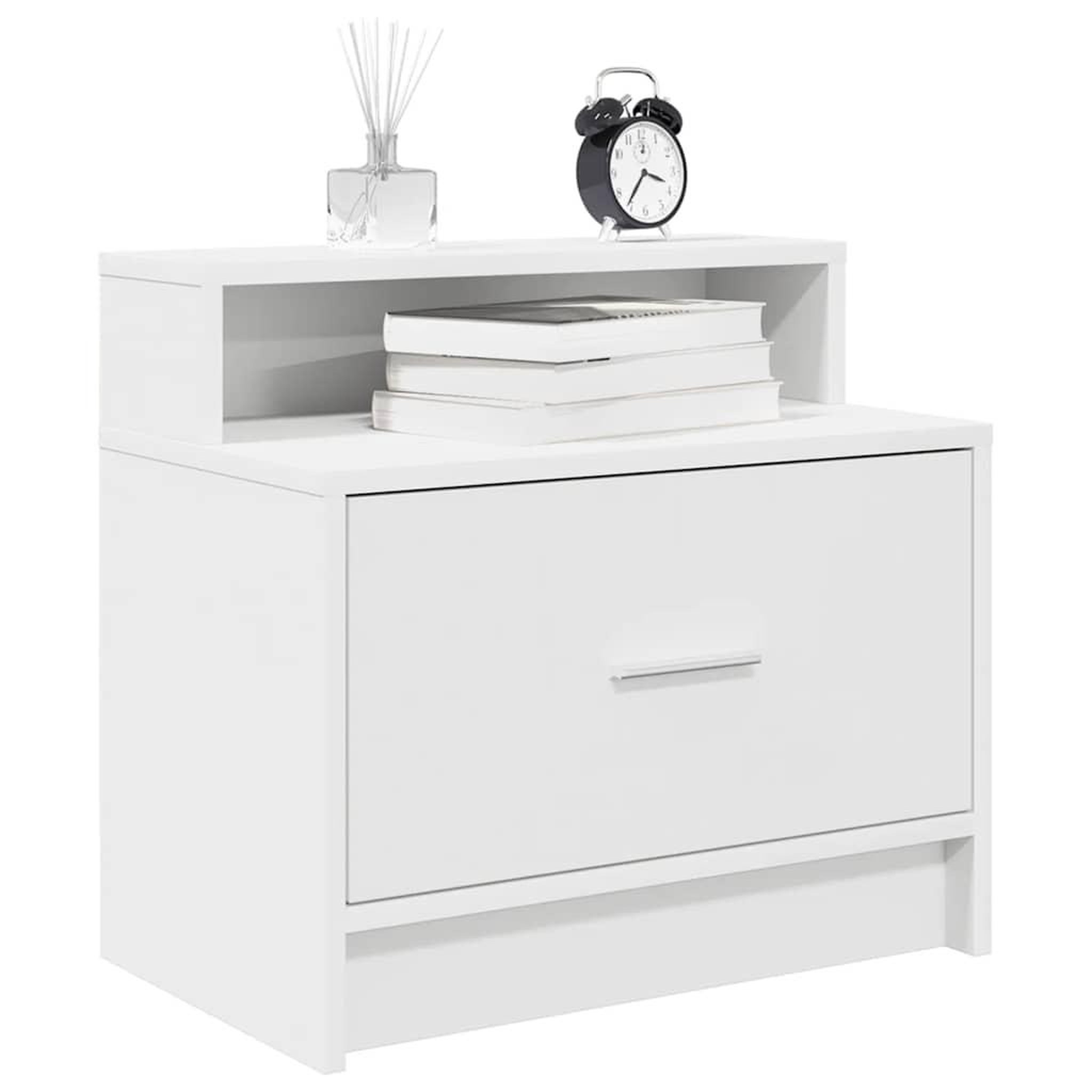 Voir la diapositive 1 : VIDAXL Table de chevet avec tiroir blanc 51x31x47 cm