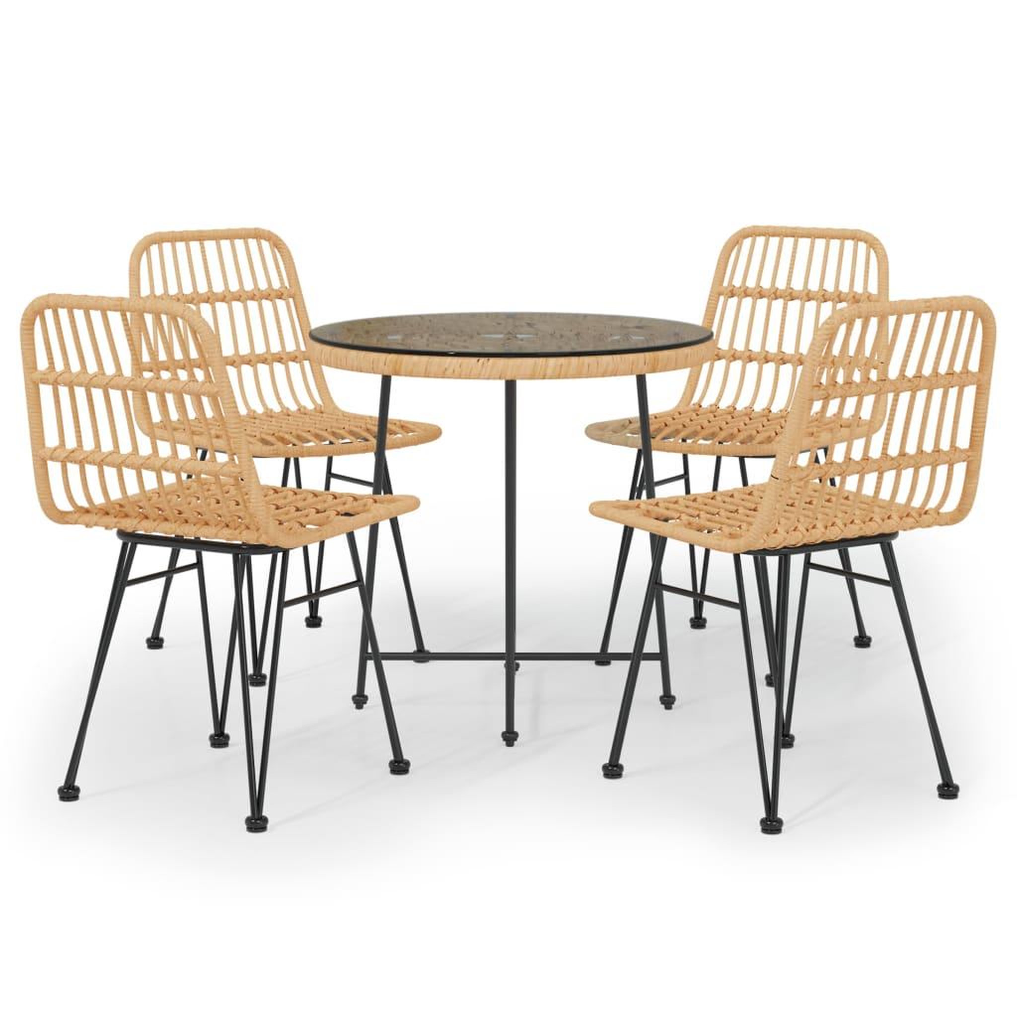 Voir la diapositive 2 : VIDAXL Ensemble a manger de jardin 5pcs Resine tressee