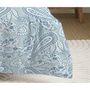 Voir la diapositive 4 : COTON PUR Parure de draps 4 pièces pour lit 140 x 190 cm Cachemire bleu