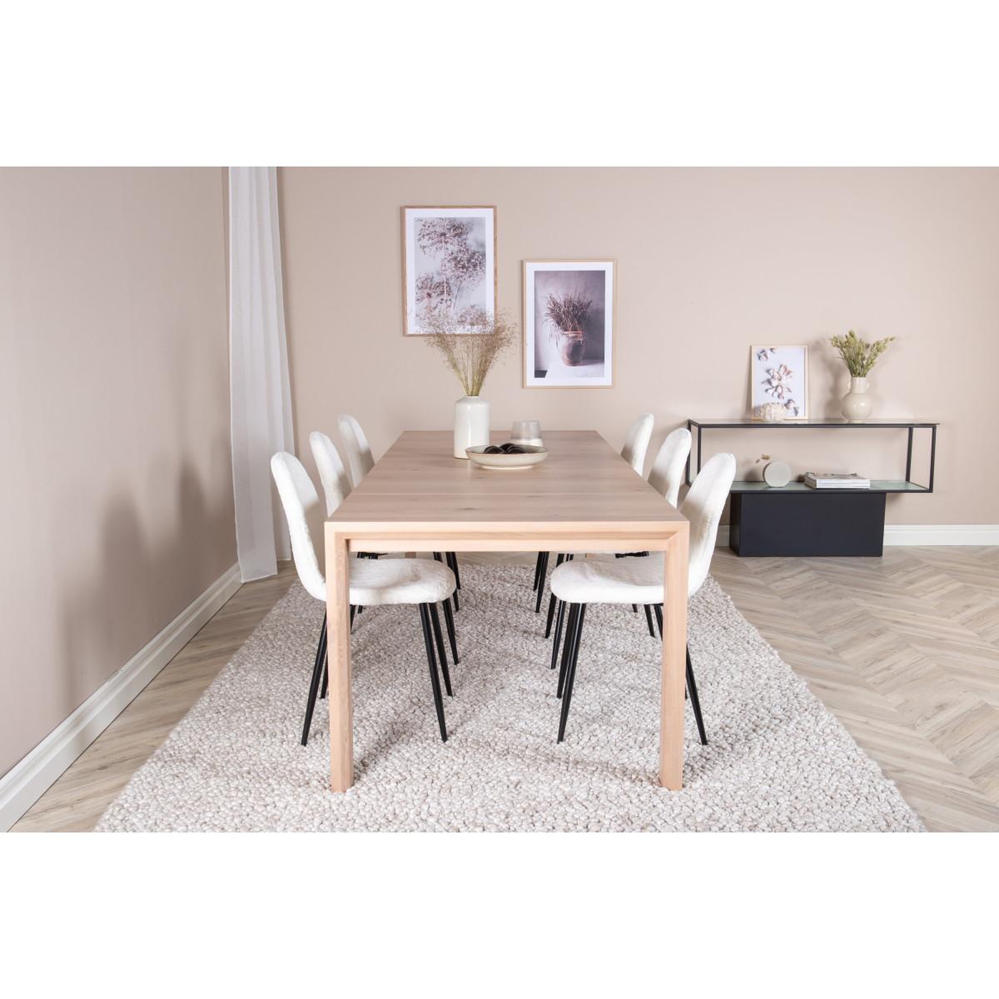 Voir la diapositive 6 : Paris Prix Ensemble table à manger extensible & 6 chaises  slider & polar  170-250cm blanc & beige