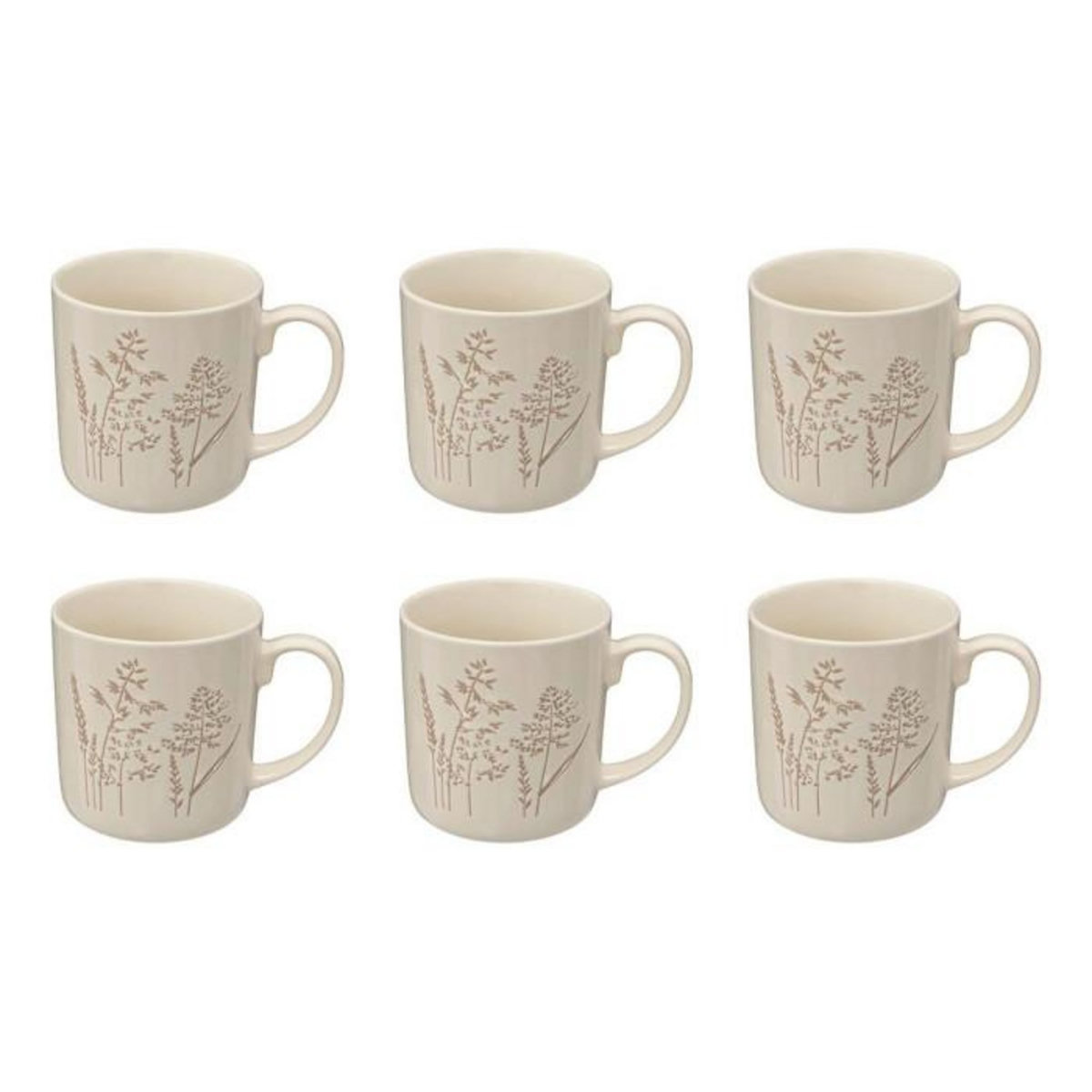 SECRET DE GOURMET Lot de 6 Mugs en Céramique  Elsa  50cl Blanc