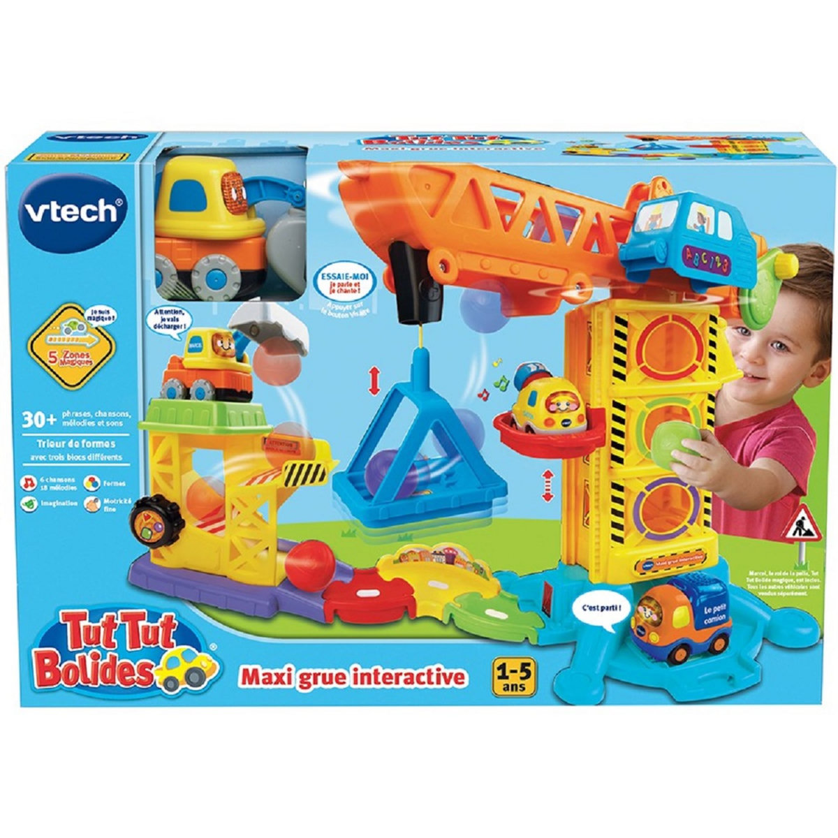 VTECH Maxi grue interactive + Marcel, le roi de la pelle - Tut Tut Bolides