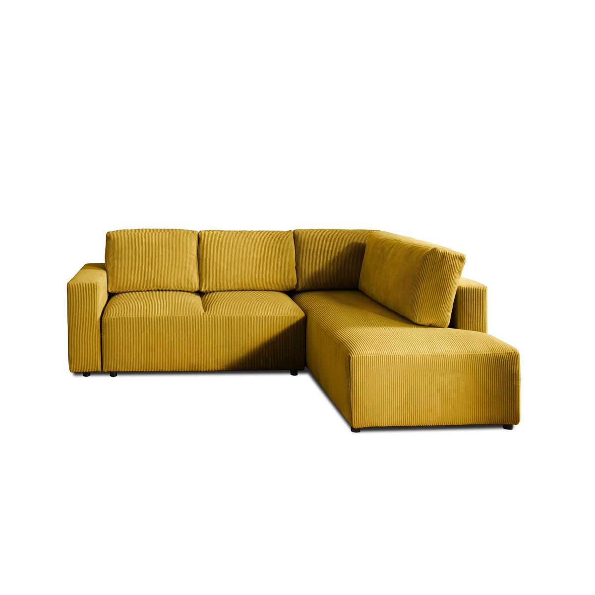 LISA DESIGN Livy - canapé d'angle convertible - avec coffre - en velours côtelé - 5 places - droit