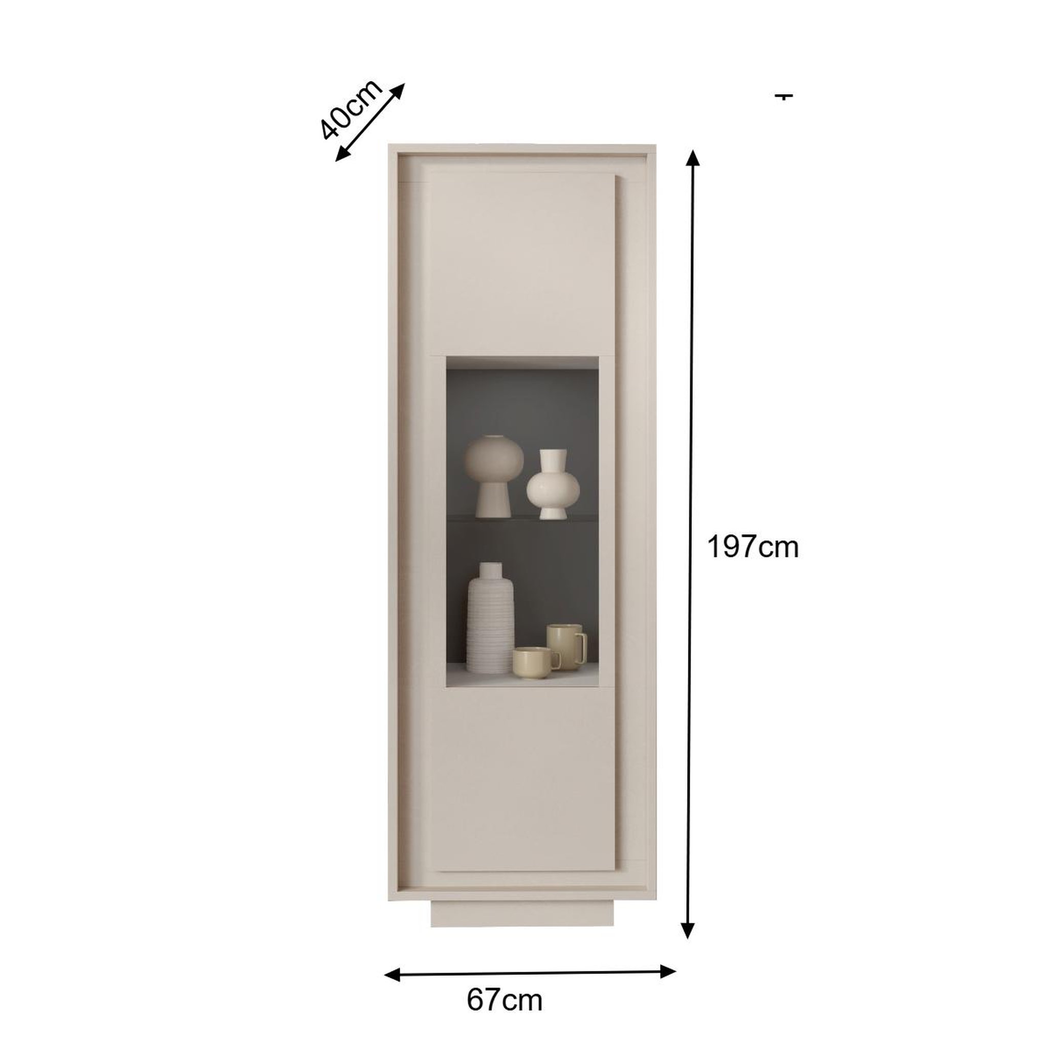 Voir la diapositive 6 : JLC KREATION Vitrine 1 porte vitré coloris beige yori
