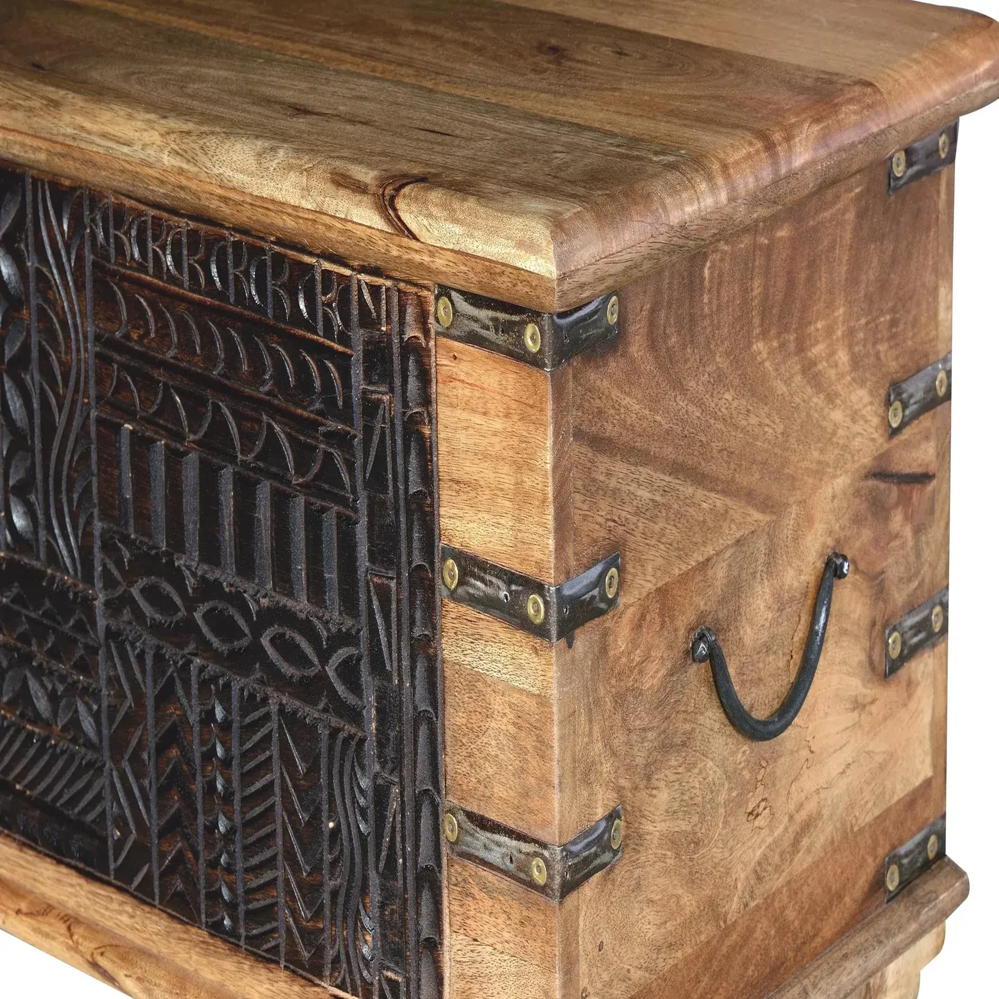 Voir la diapositive 2 : GINER Y COLOMER SL Coffre en bois de manguier 116 cm style ethnique colonial