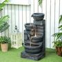 Voir la diapositive 2 : OUTSUNNY Fontaine de jardin en cascade avec éclairage LED 4 niveaux - pompe inclus - 38 x 35 x 78,5 cm - résine gris