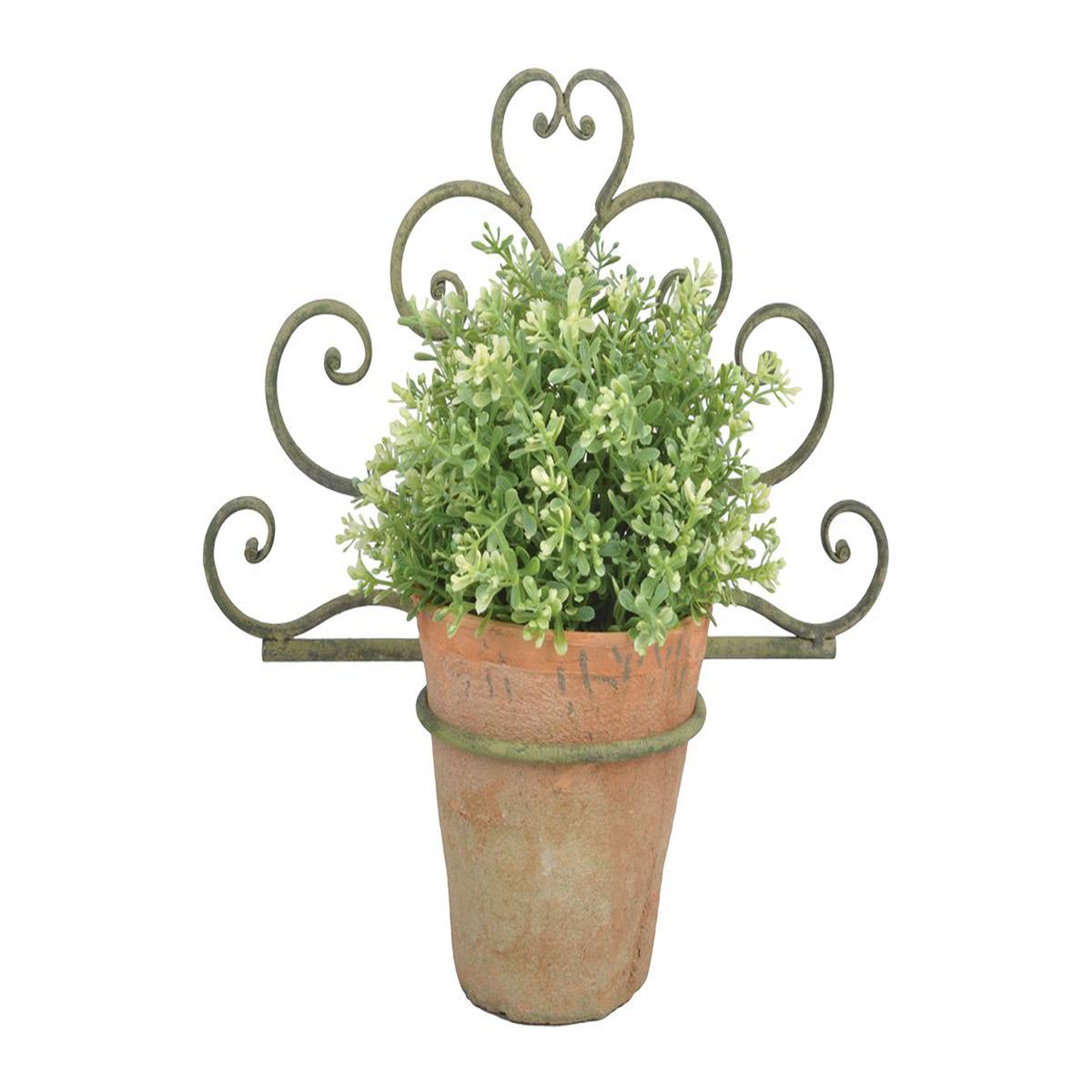 Voir la diapositive 2 : ESSCHERT DESIGN Porte-pot en métal vieilli vert - 31,8 x 14,5 x 21,9 cm - esschert design