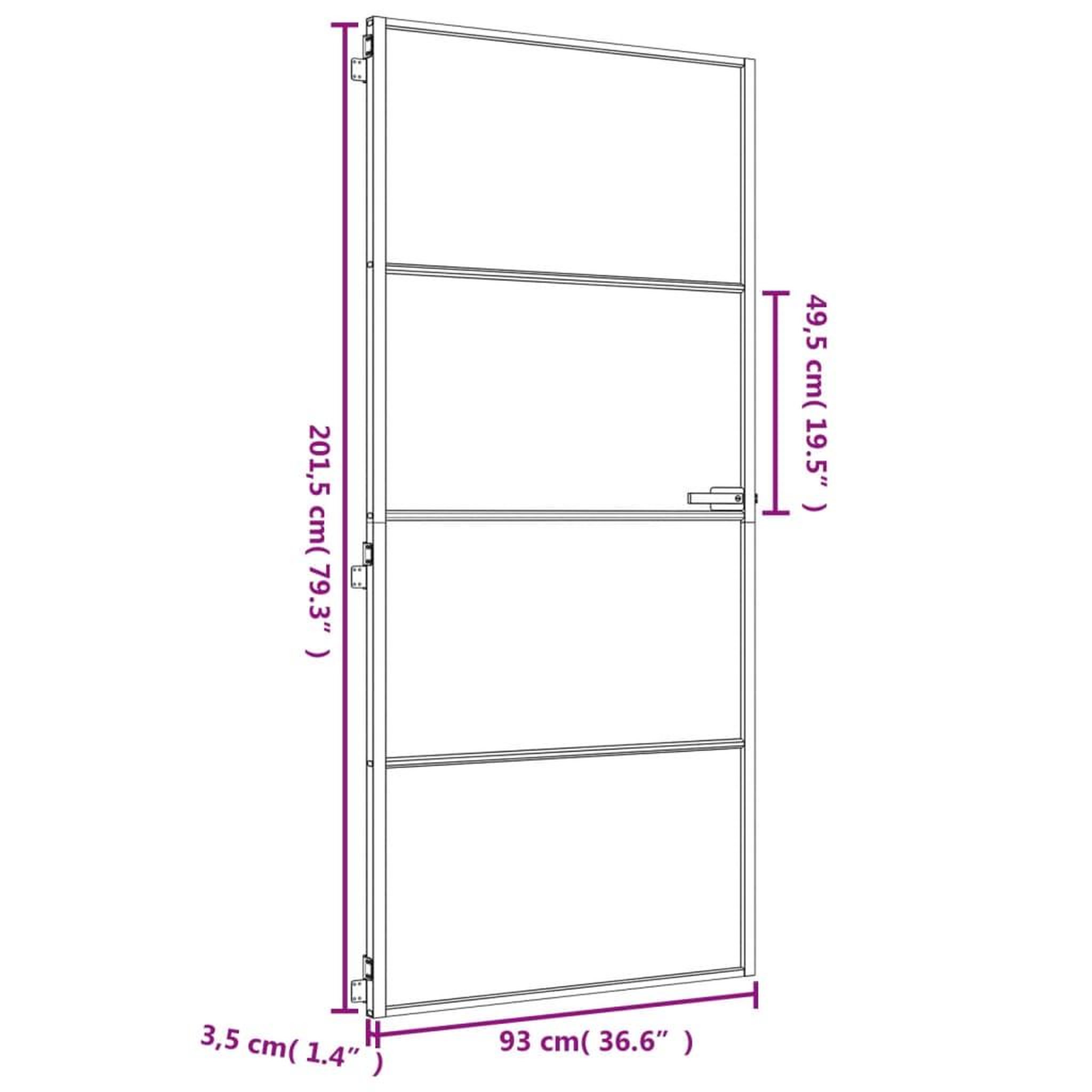 Voir la diapositive 6 : VIDAXL Porte interieure mince dore 93x201,5 cm verre trempe aluminium