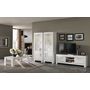 Voir la diapositive 3 : Meuble TV moderne 1 niche 2 portes laqué brillant L160 cm