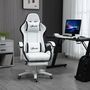 Voir la diapositive 2 : VINSETTO Chaise de bureau gaming - inclinable, pivotant, réglable - coussins lombaires têtière inclus - noir blanc