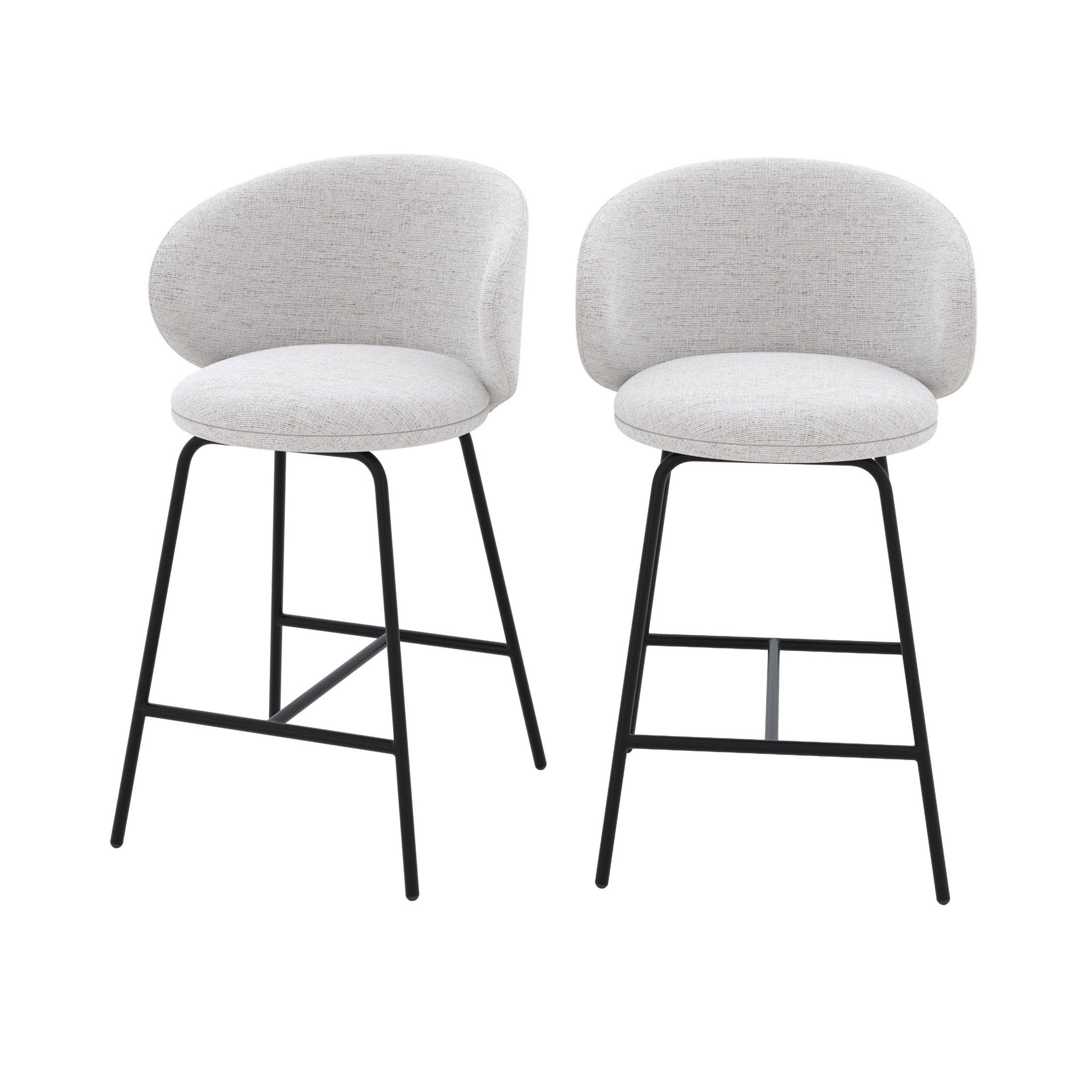 MAISON PAVANE Lot de 2 chaises pour îlot central en tissu gris clair 68 cm-cécilia
