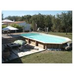 UBBINK Piscine bois Océa  470X860 - H130cm - Liner Bleu 