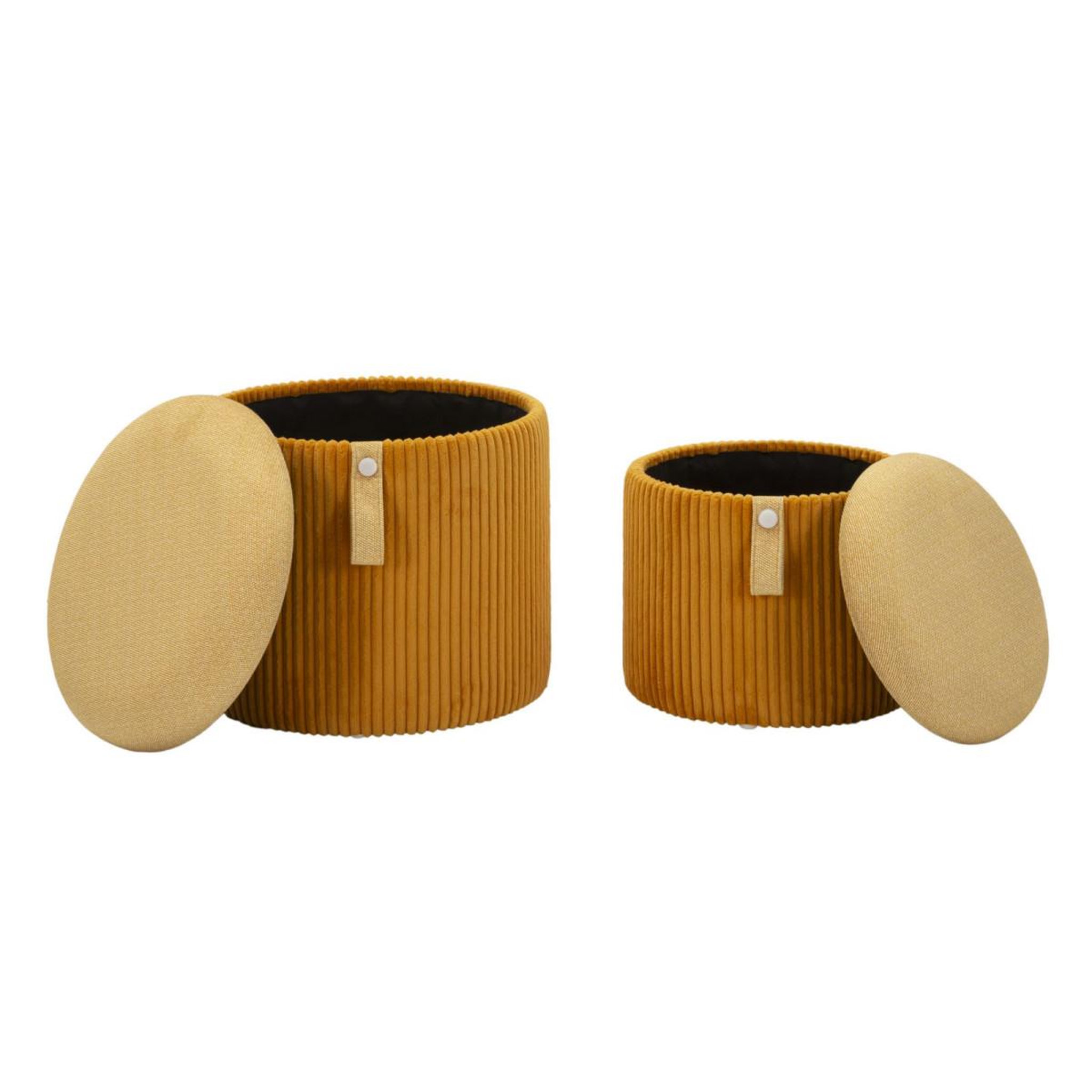 Voir la diapositive 3 : Paris Prix Lot de 2 poufs coffres  bolzano  38cm moutarde